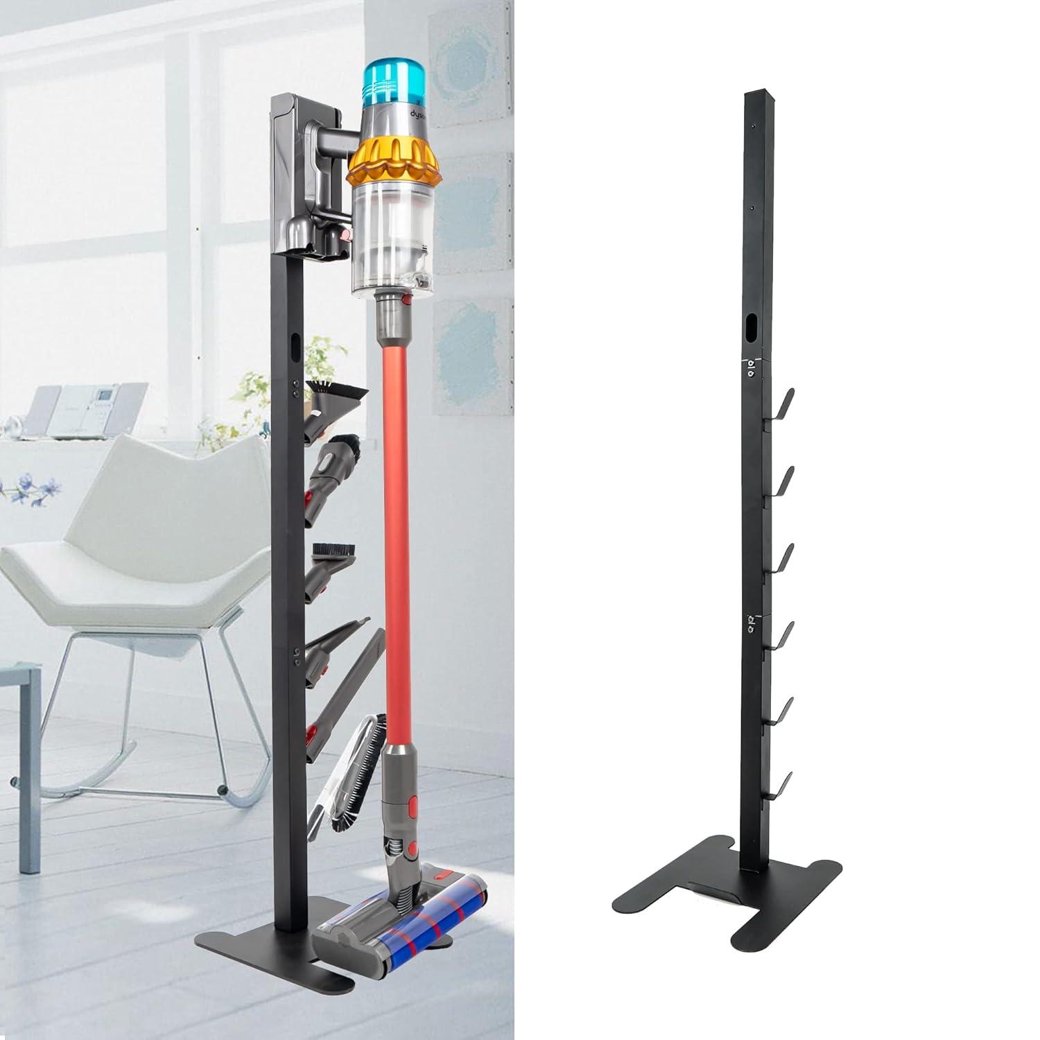 EZ SPARES Storage Stand Docking Station Holder,Compatible with Dyson V15 V11 V10 V8 V7 V6 Cordless Vacuum Cleaners Accessories,Stable Metal Bracket Organizer Rack(Black,6 Hooks)