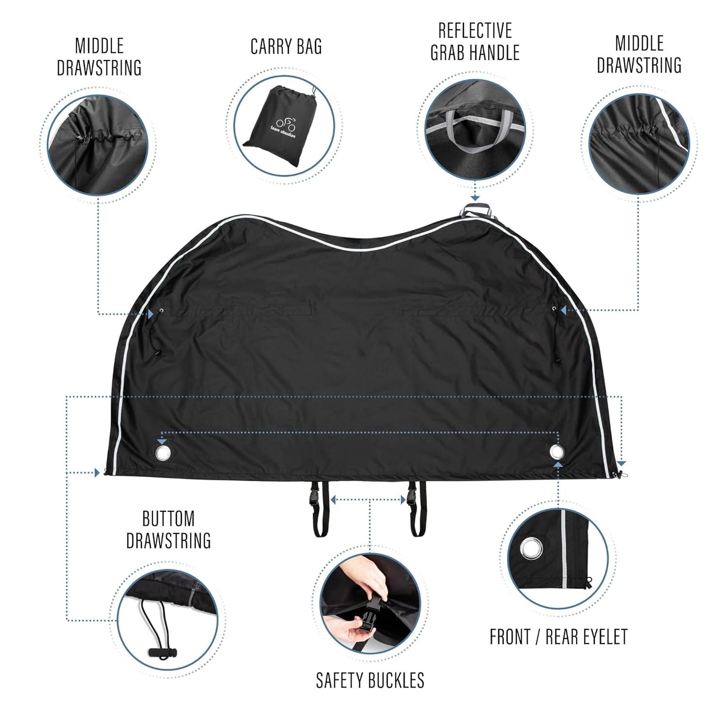 TeamObsidian Bike Cover for Waterproof Outdoor Storage 600D Ripstop Bicycle Covers for Transport XL