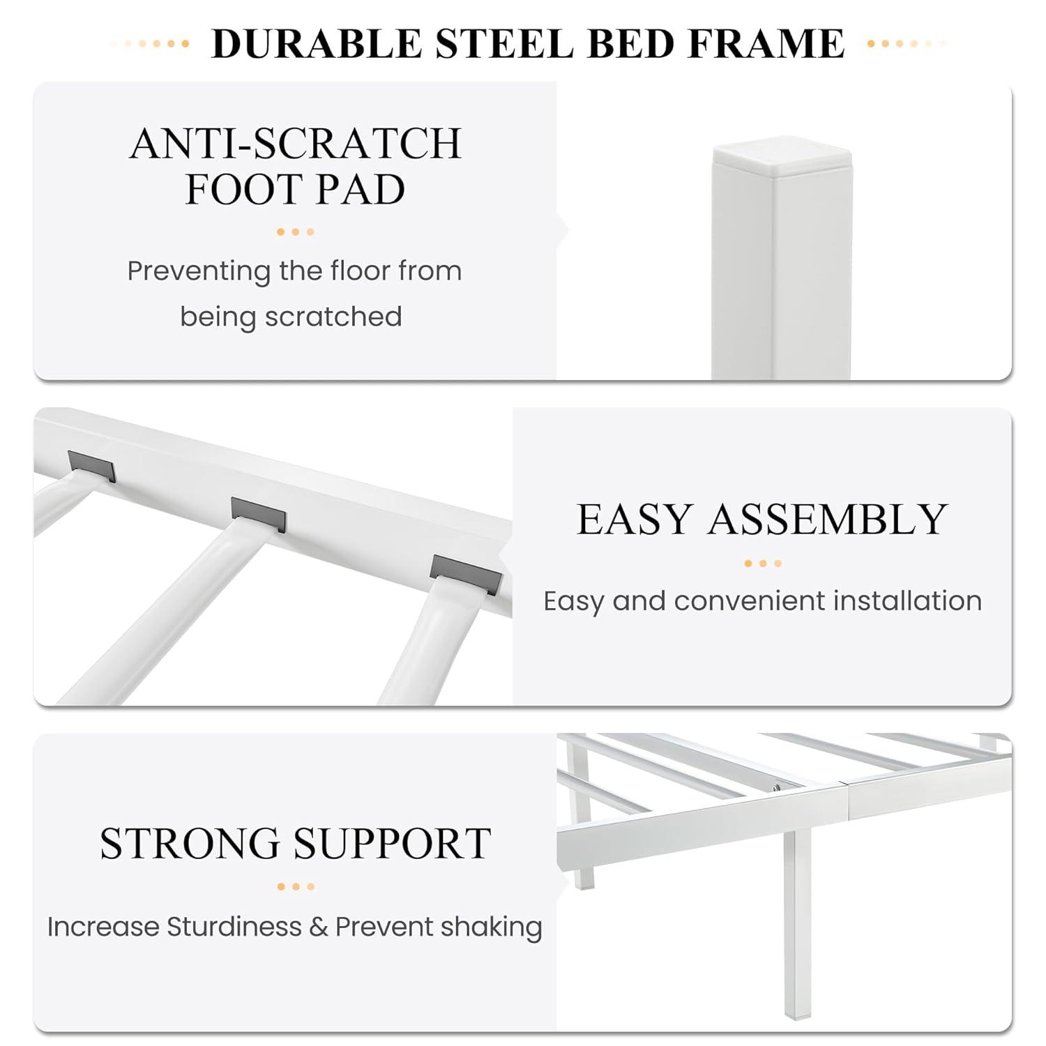 SHA CERLIN Twin Size Bed Frame for Kids,Metal Bed Frame with Butterfly Pattern Design Headboard & Footboard,No Box Spring Needed,Easy Assembly,White