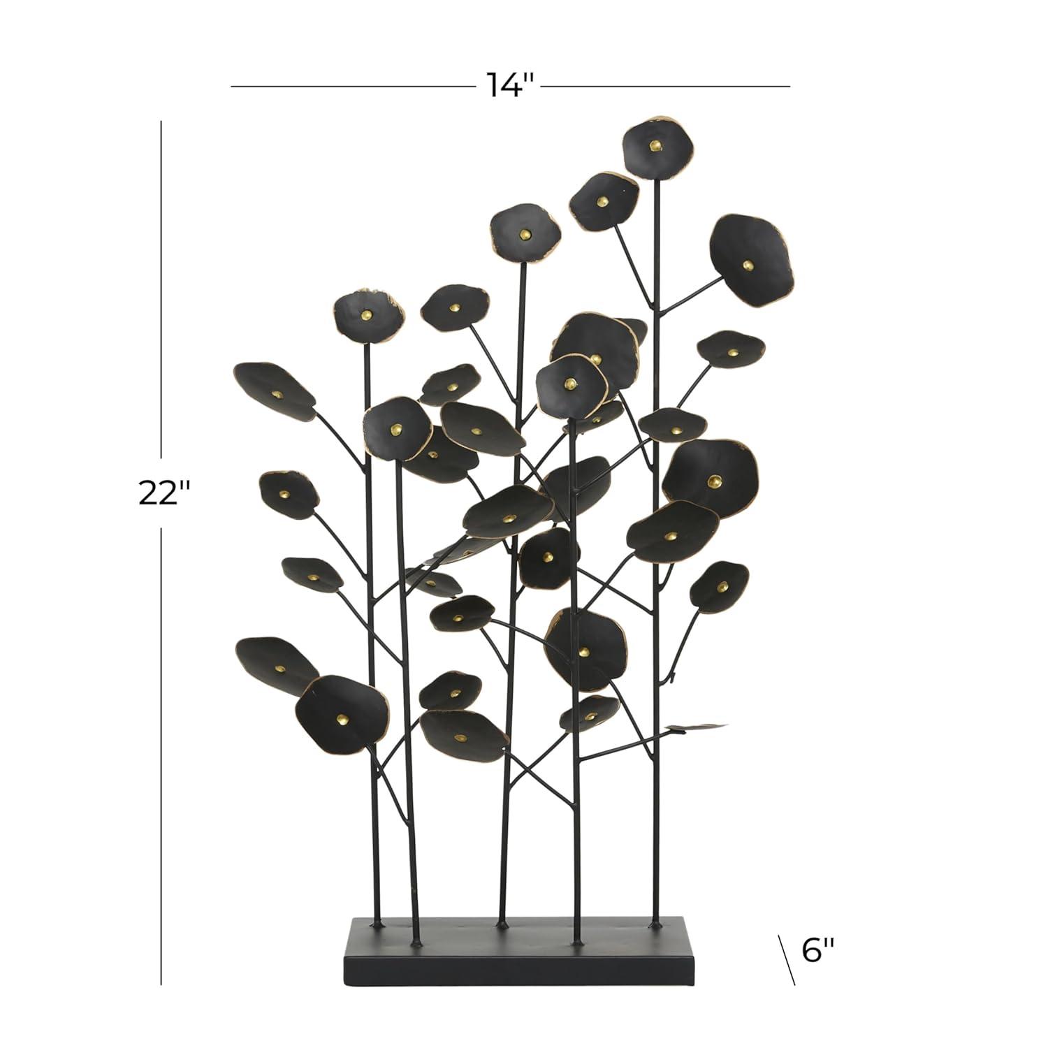 14" x 21" Black Metal Leaf Sculpture, by DecMode