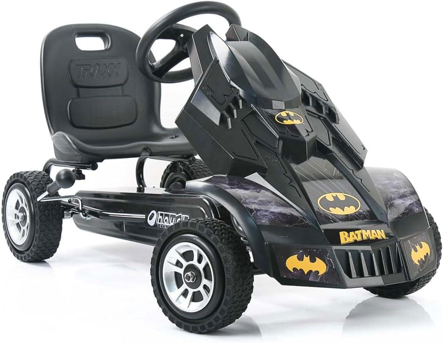 Hauck Batmobile Pedal Go Kart Superhero Ride On Batman Car Vehicle for Kids, Race Styled Pedals, Cart with Rubber Wheels, Black