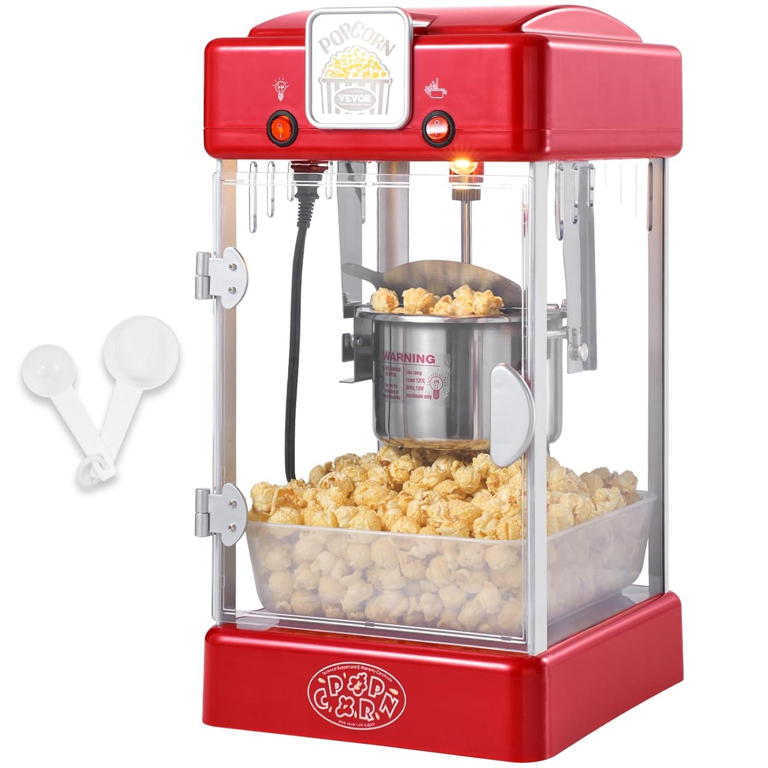 Stellweilan Tessberg Popcorn Popper Machine Tabletop Popcorn Maker 300W 2.5 Oz Red