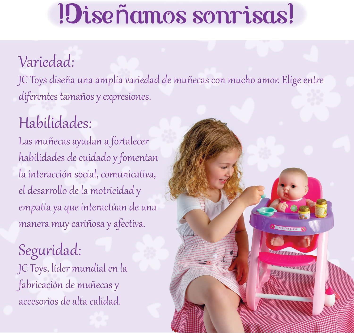 JC Toys, Lots to Love Babies 14 inches Baby Doll with High Chair and Accessories- Designed by Berenguer