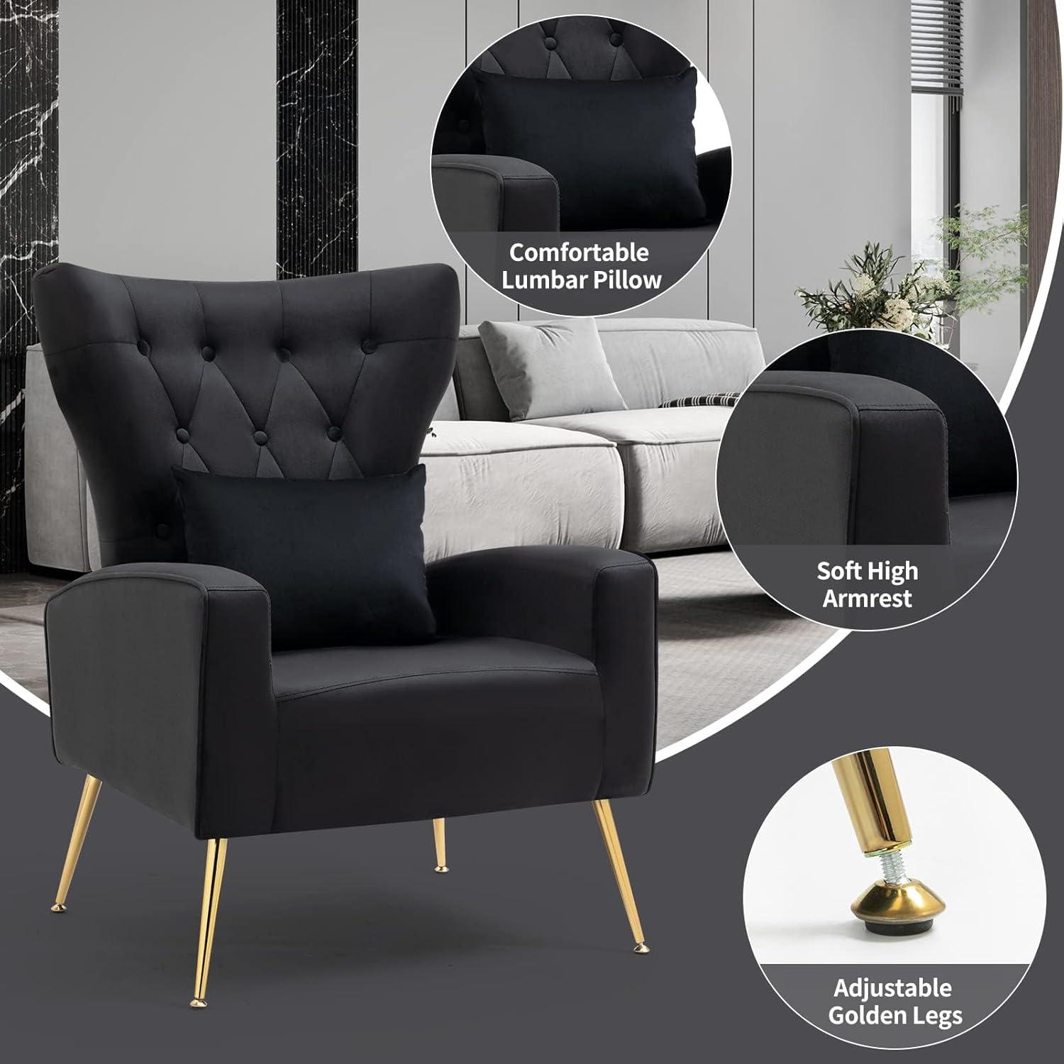 Mercer41 Upholstered Velvet Armchair (Set of 2)
