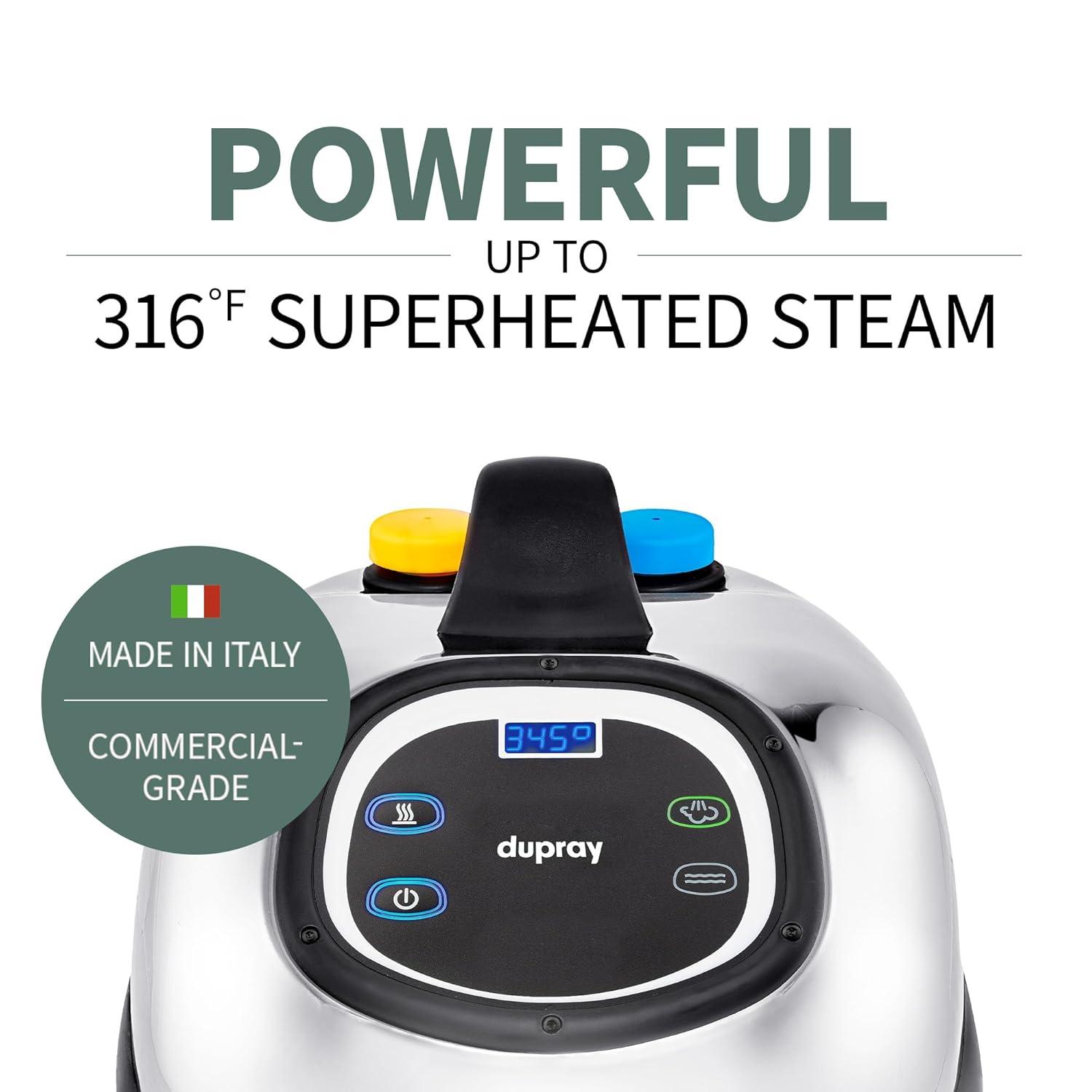 TOSCA™ Steam Cleaner by Dupray,  a Commercial-Grade Cleaner with Enamel-Coated Steel Case and Intuitive Digital Interface. 1600w of Power.