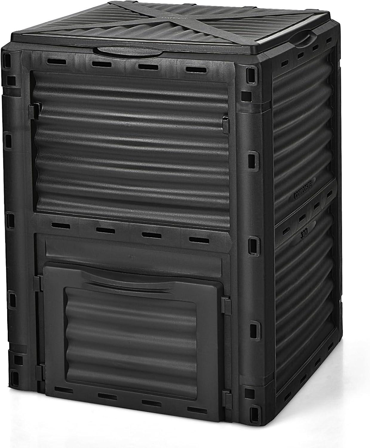 Tangkula 80-Gallon Outdoor Composter W/ Large Openable Lid & Bottom Exit Door