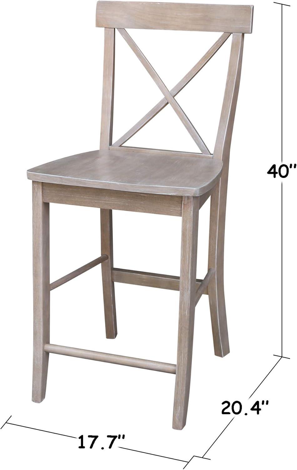 X Back Stool Washed Gray/Taupe - International Concepts