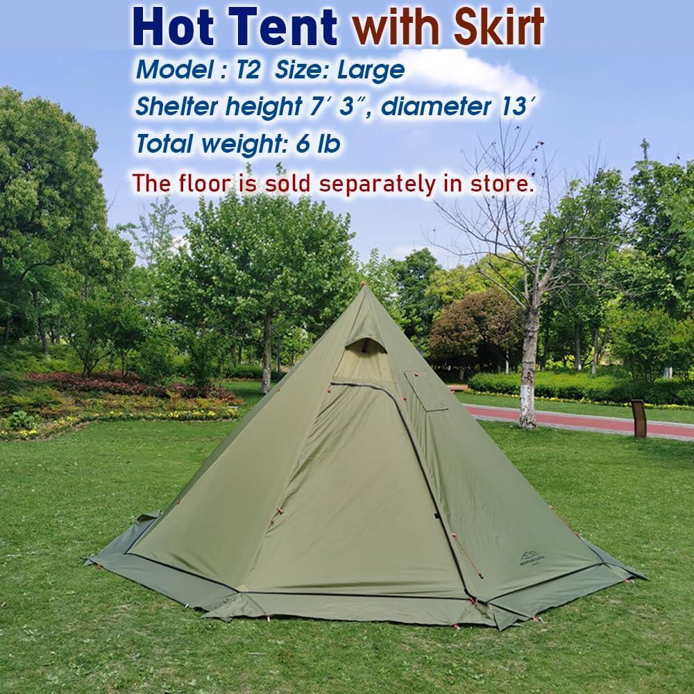 Ultralight Green 4-Person Four-Season Tipi Tent with Stove Jack