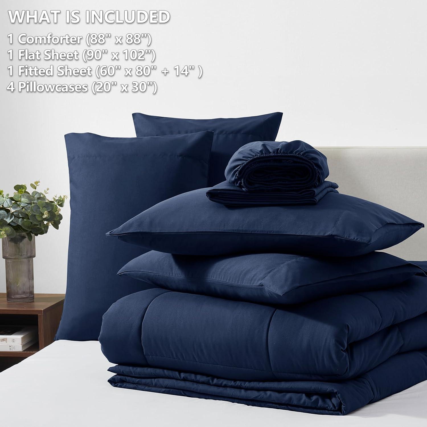 Sweet Home Collection All Season Bed-in-A-Bag 5pc/7pc Solid Color Comforter & Sheet Set Ultra Soft Bedding by Sweet Home Collection