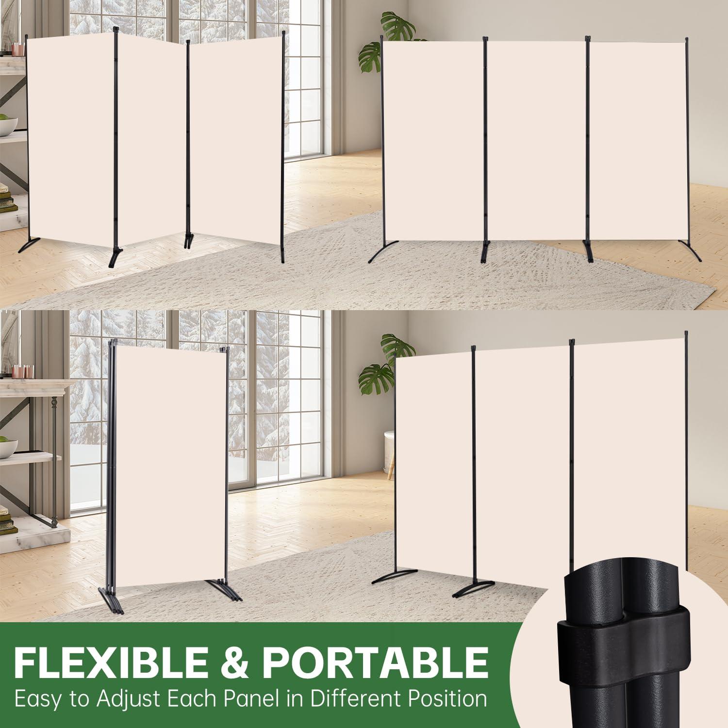 JVVMNJLK Indoor Room Divider,Portable Office Divider,Convenient Movable(3-Panel),Folding Partition Privacy Screen for Bedroom,Dining Room, Study,102" W x 19.7" D x 71.3" H,Dark Gray