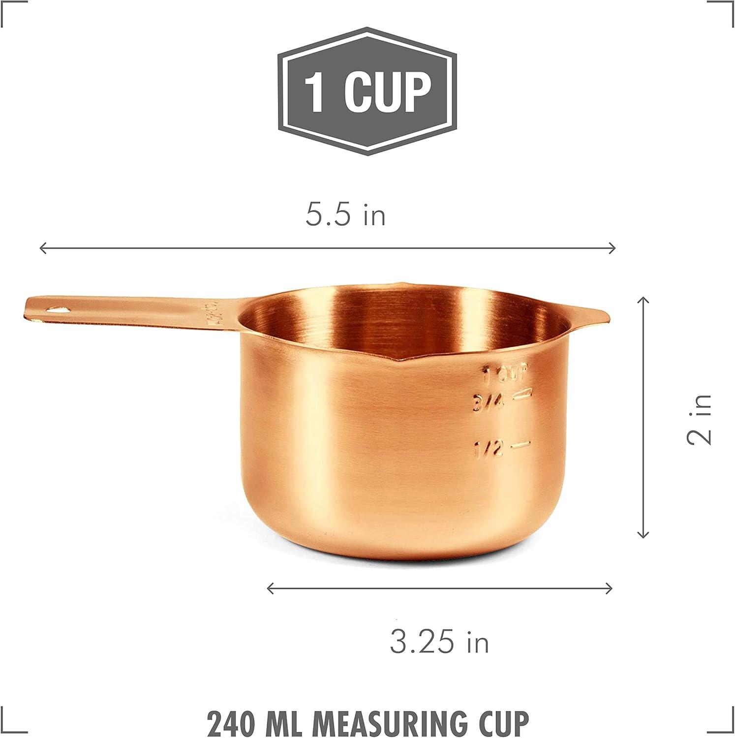 Copper Stainless Steel 1 Cup Measuring Cup with Engraved Markings