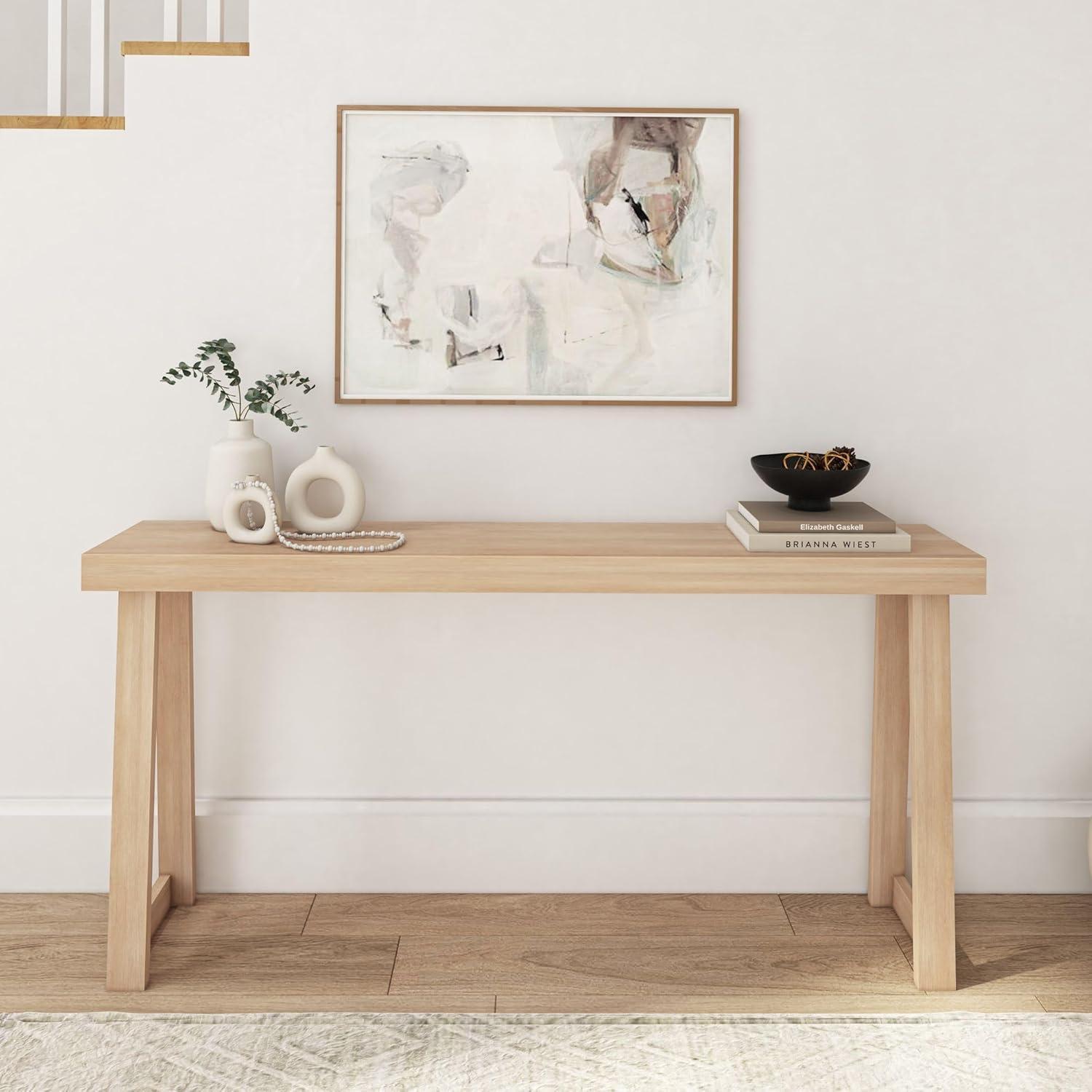 Plank+Beam Solid Wood 66" Console Table, Classic Entryway Table, Narrow Foyer Table