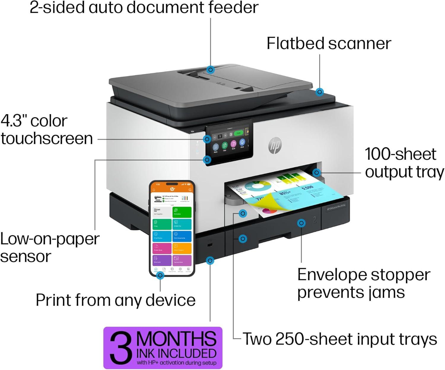 HP Inc. OfficeJet Pro 9135e Wireless All-in-One Printer with 3 Months of Instant Ink for free with HP Inc.+