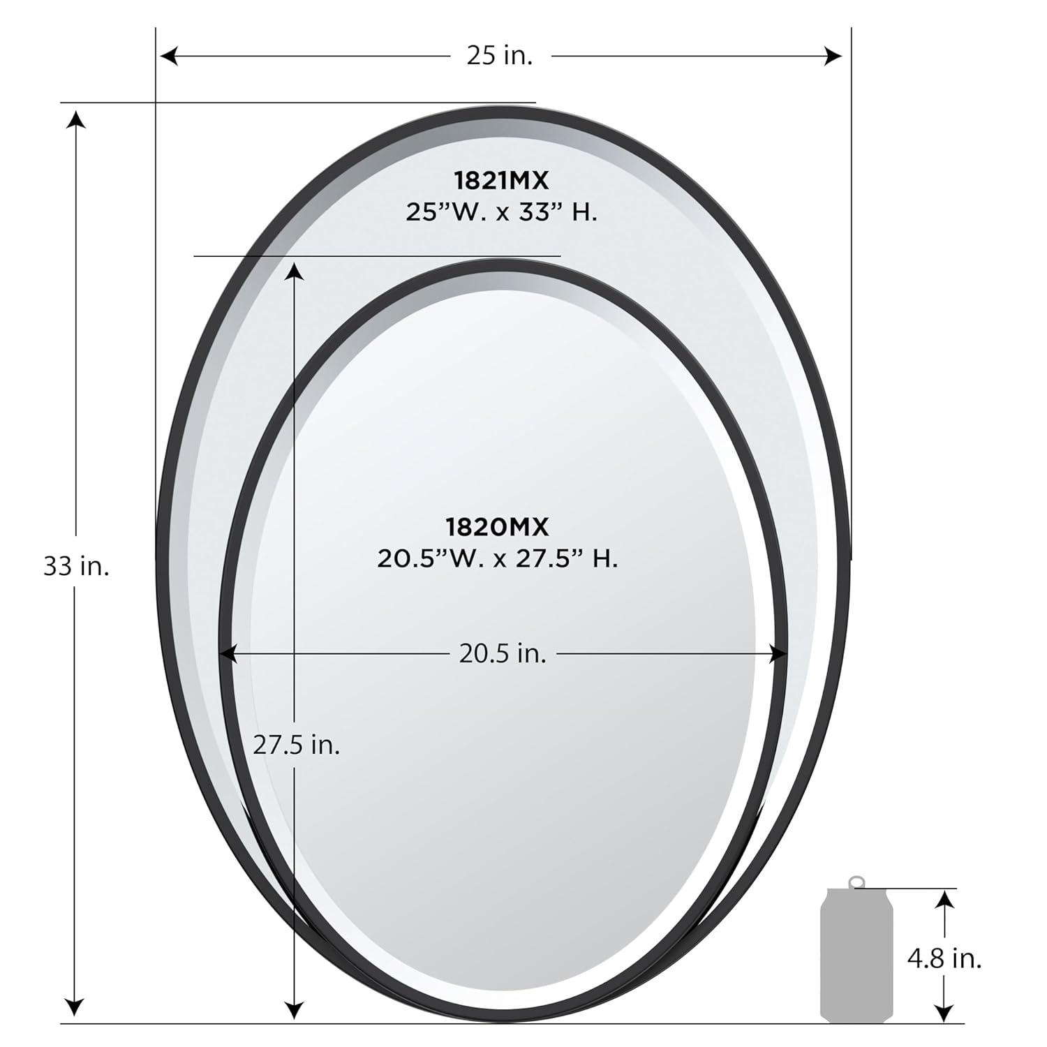 Flush Mount Framed Bathroom Vanity Mirror | Oval Framed Wall Mirror with Beveled Edge | Decorative Wall Mirror for Bathroom, Bedroom, Hallway, Entryway