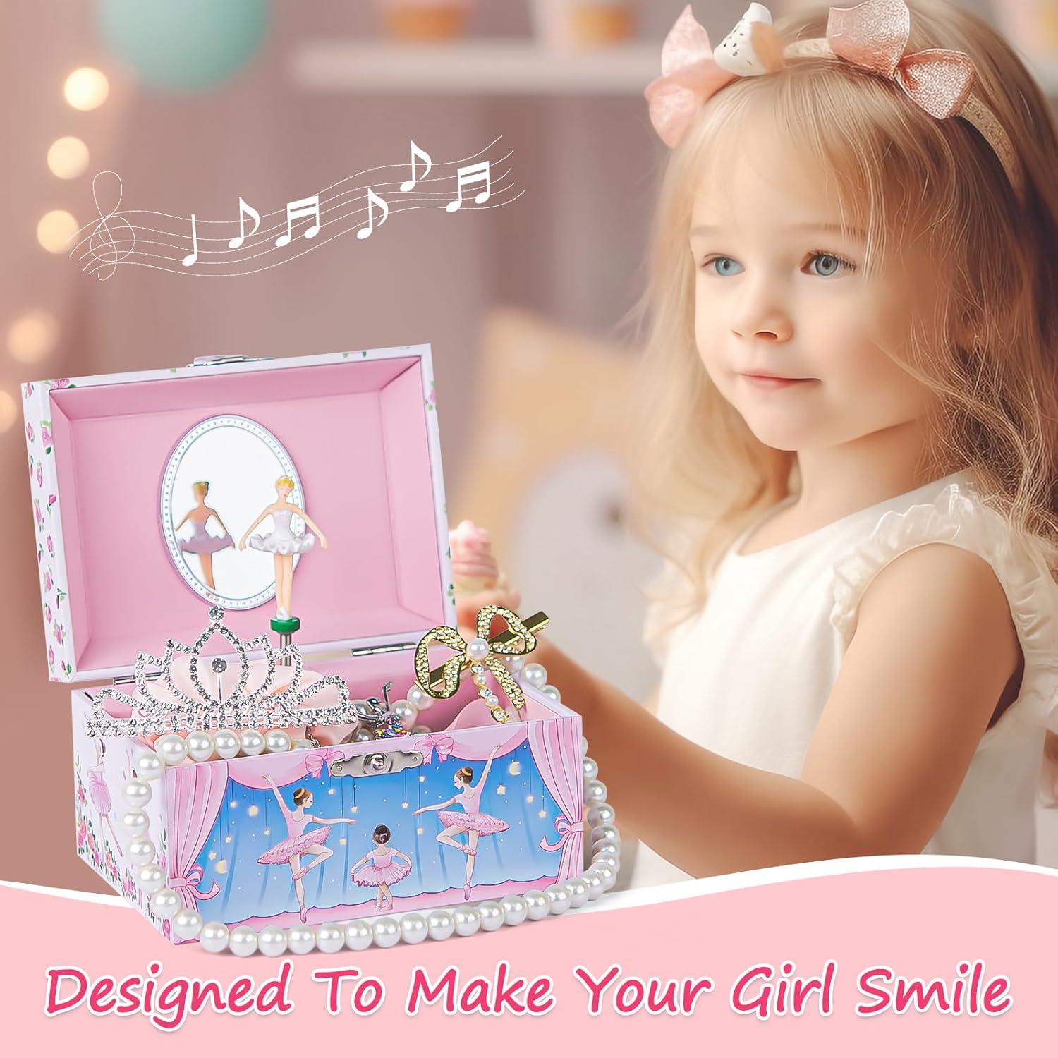 Jewelkeeper Girl's Musical Jewelry Storage Box with Spinning Ballerina Figurine, Pink
