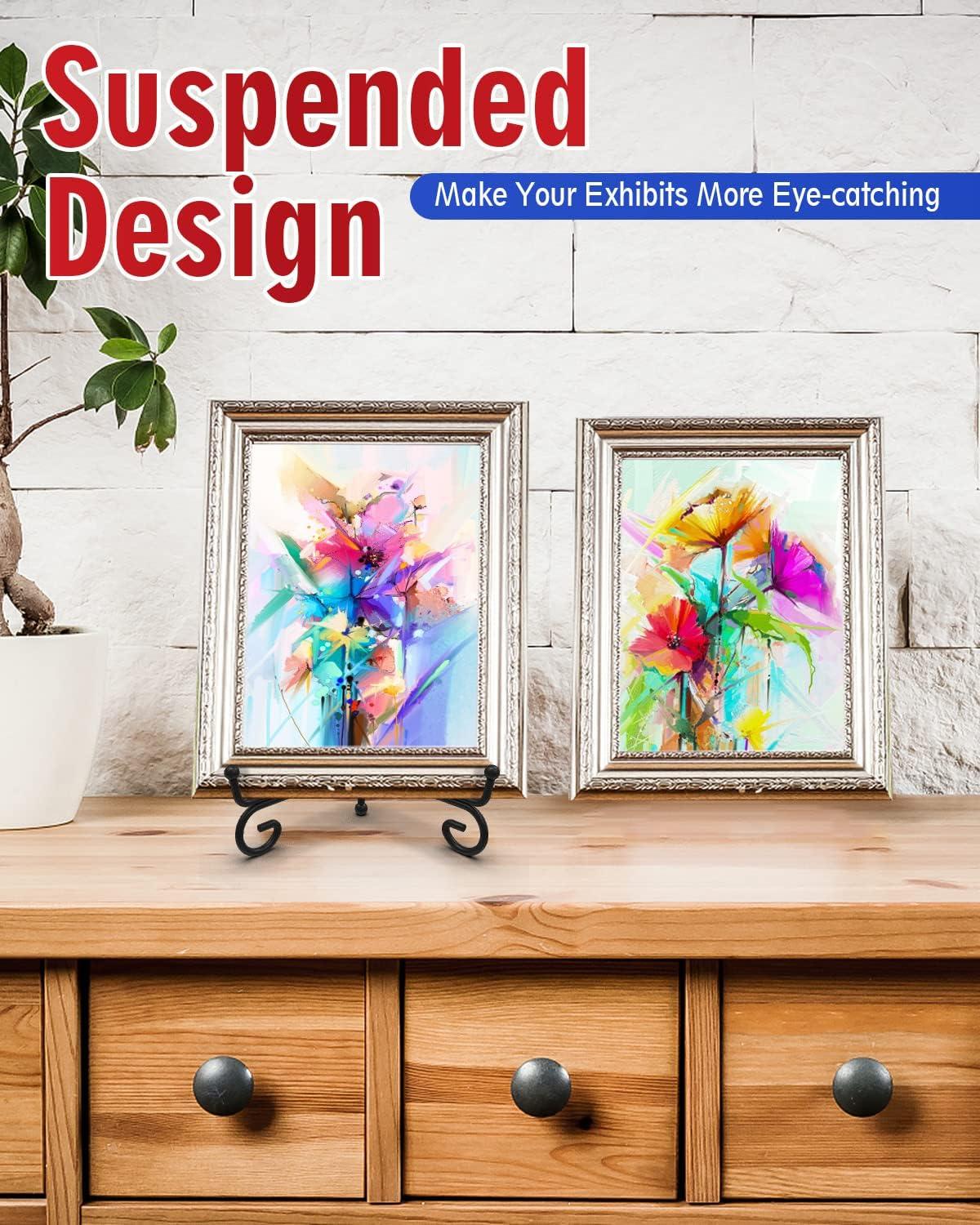 Iron Display Stand 10 Packs, 6 Inches Plate Stand Picture Stand Photo Stand for Display, Black Foldable Easel Stand Holder for Photo Frame, Artwork, Collection, Decorative Plate, Book, Office