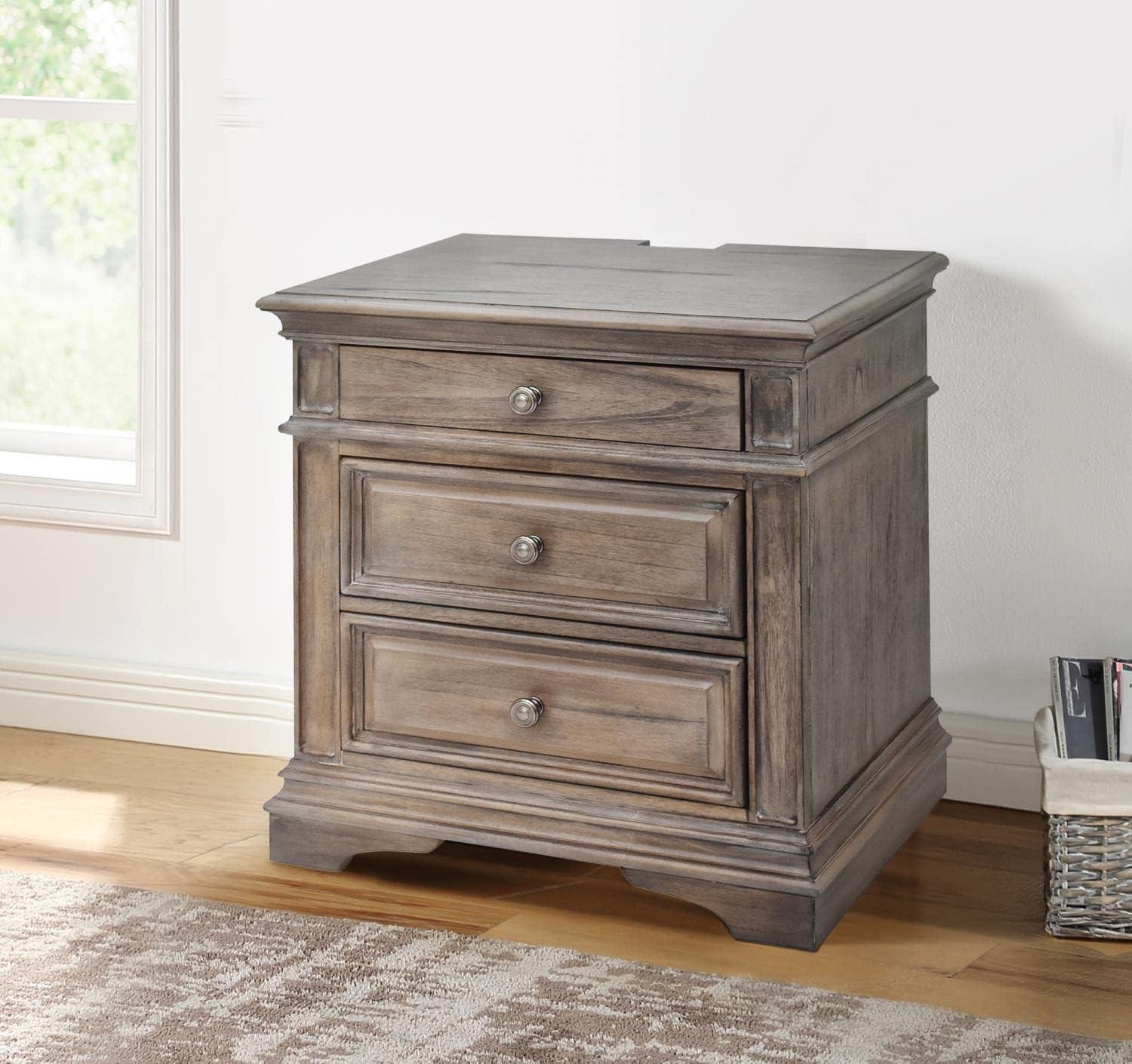 Highland Park Driftwood Gray Wood 3-drawer Nightstand