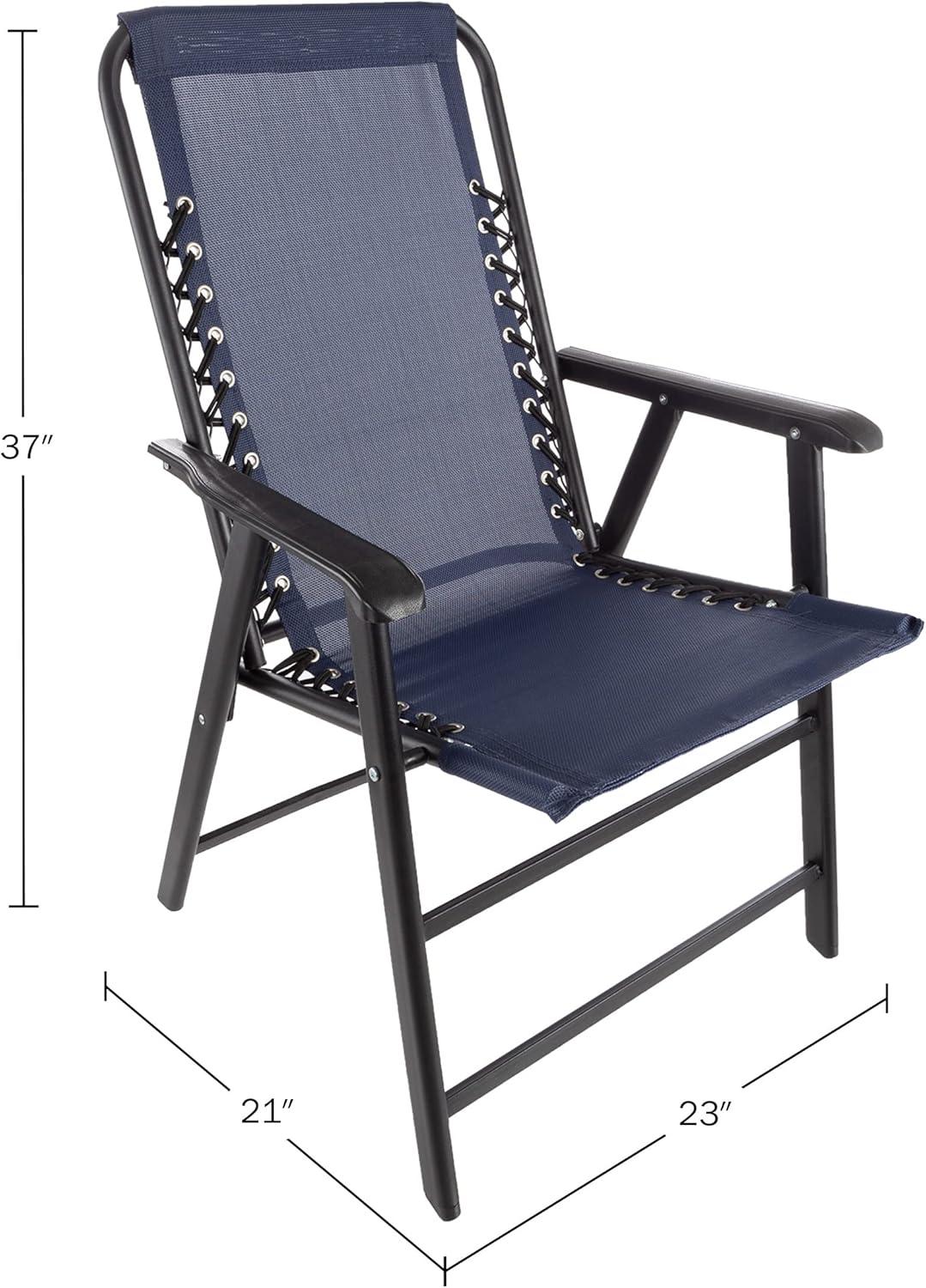 Set of 2 Folding Camping and Lawn Chair with Textilene Fabric and Bungee Suspension by Pure Garden