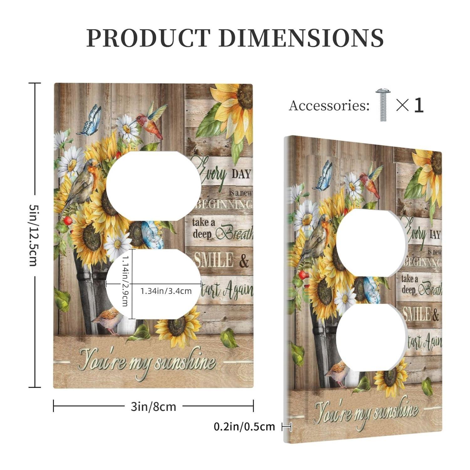 ZICANCN Outlet Covers Wall Plate, Sunflowers Nature Beige Background Light Switch Cover Decorative, Duplex Toggle Combo 1-Gang