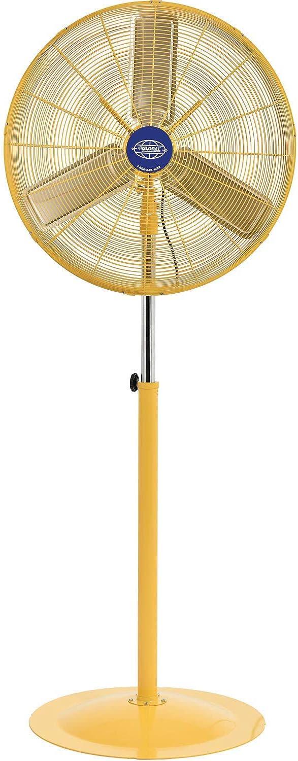Global Industries Ventilador de Pedestal Oscilante de Lujo - Amarillo de Seguridad - 30 Pulgadas de Diámetro. - 0,5 Hp - 10000 Cfm