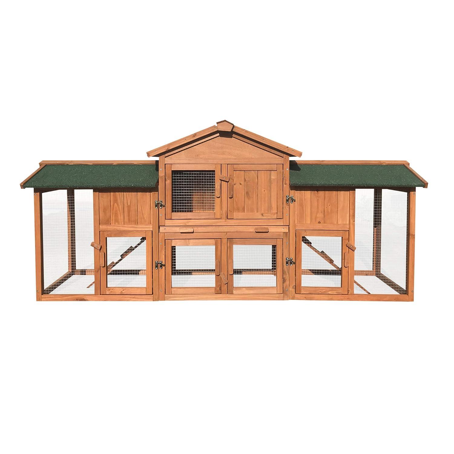 Hanover Outdoor Wooden Bird Cage with 3 Resting Bars, Ladder, Waterproof Roof and Removable Tray, 2.9 Ft. x 2.1 Ft. x 5.8 Ft.