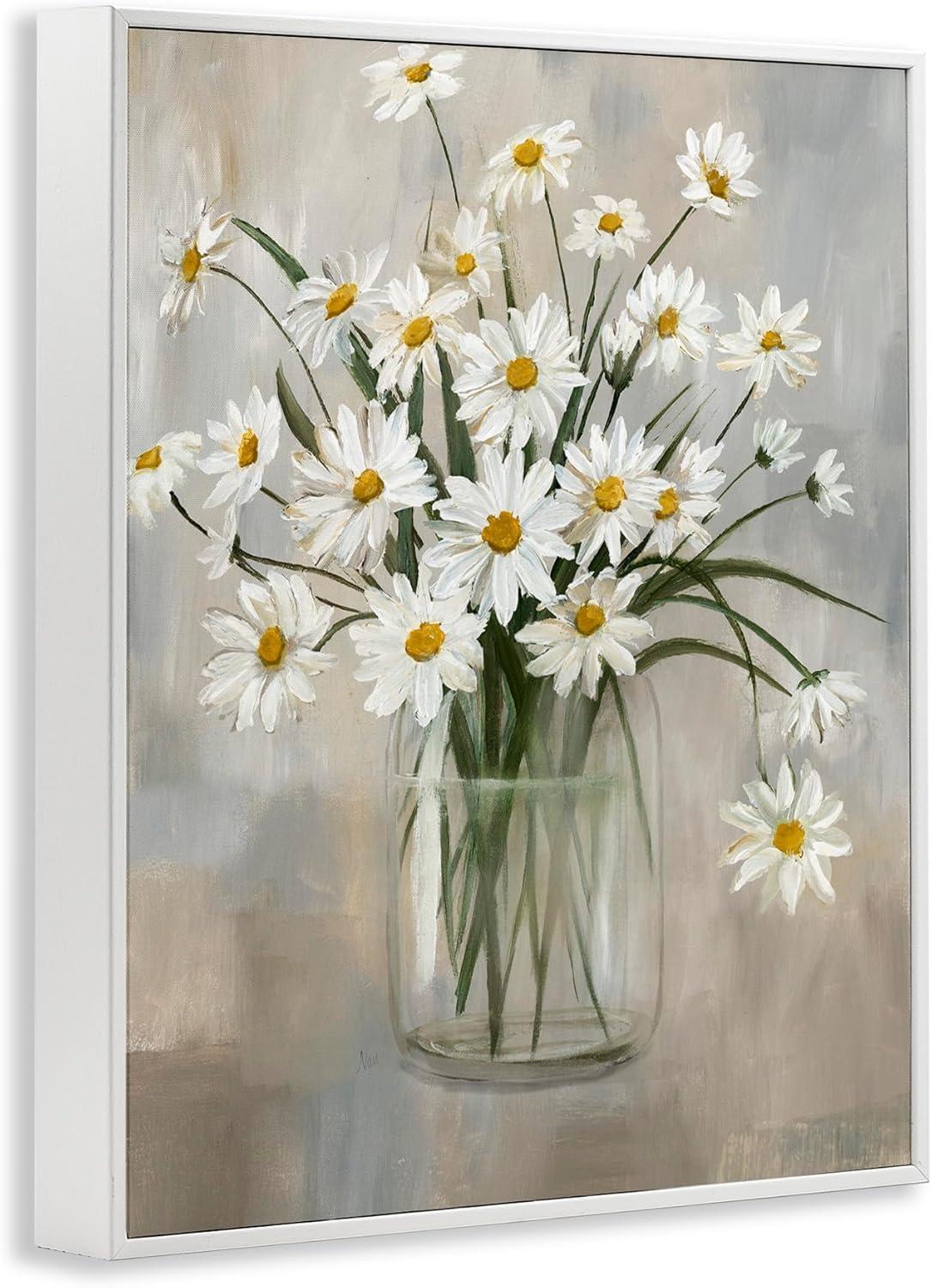 Stupell Industries Daisy Bloom Bouquet Potted Flowers Abstract Pattern White Framed Giclee, 24 x 30