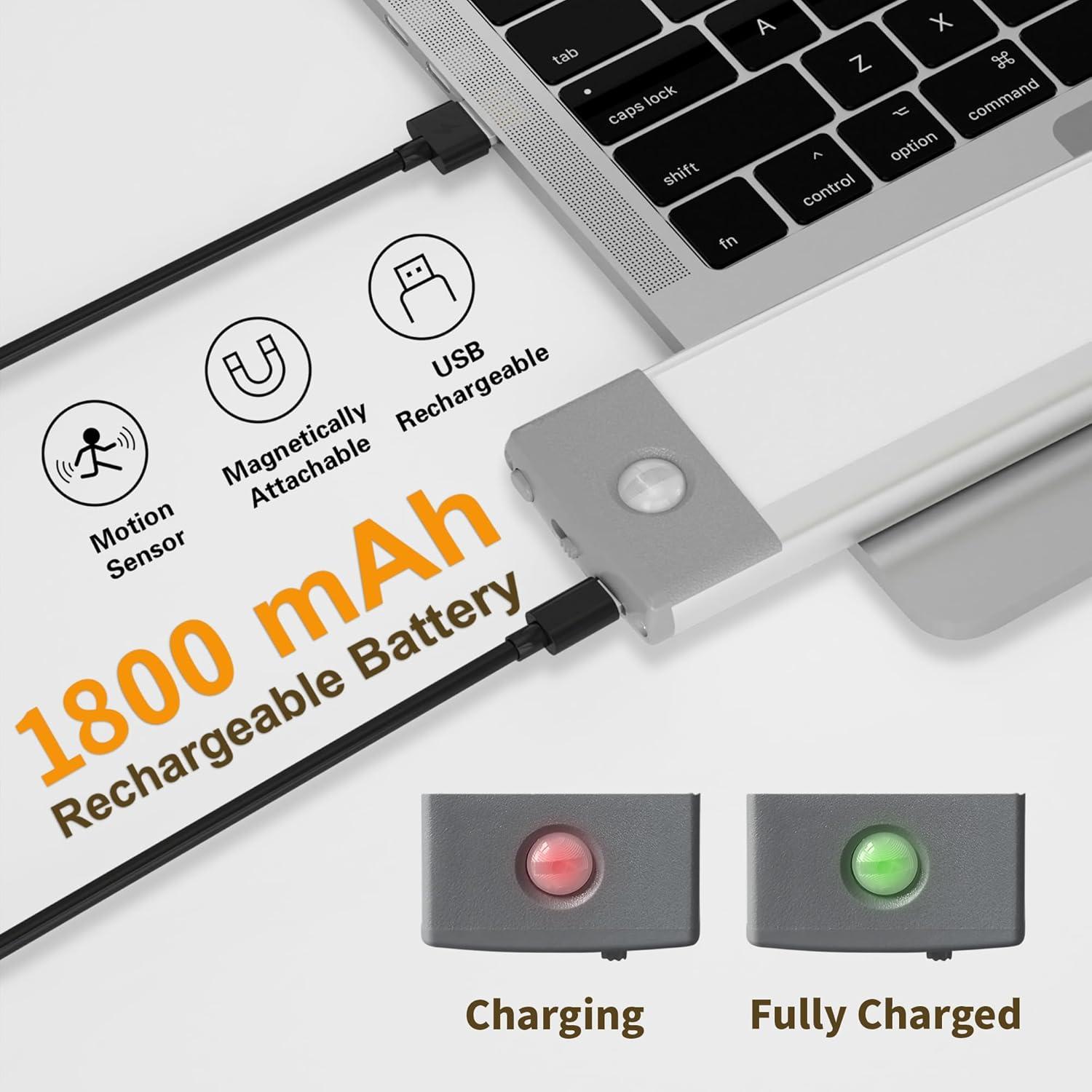 LEPOTEC 2022 30 LED Under Counter Closet Lighting, Pantry Light, LED Motion Sensor Cabinet Light Battery Powered Operated Light 2500mah Rechargeable Wireless Motion Sensor Closet Light