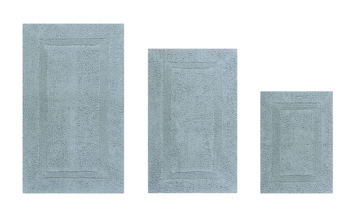 Better Trends Lux 100% Cotton Tufted Solid Reversible Bath Rug Set 3 PC (17" x 24" | 21" x 34" | 24" x 40") - Blue