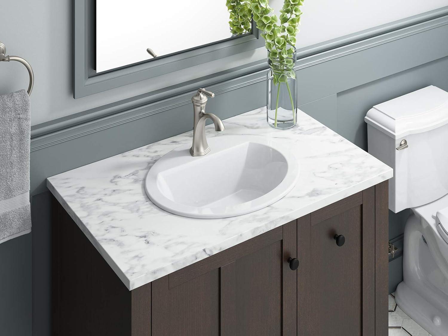 Bryant Ceramic Oval Drop-In Bathroom Sink with Overflow