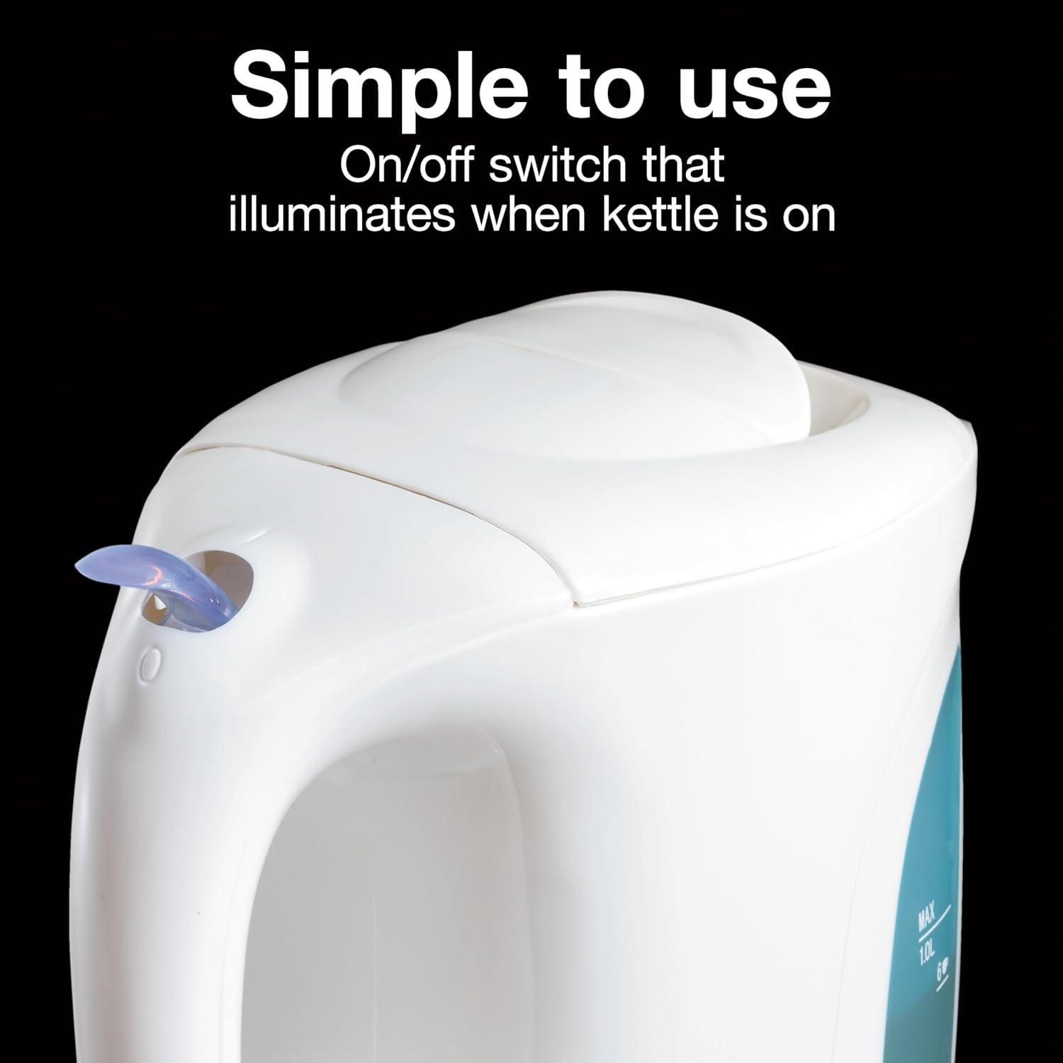 Proctor Silex Electric Kettle, Auto Shutoff, Boil-Dry Protection, 1 Liter, White, New, K2070PS