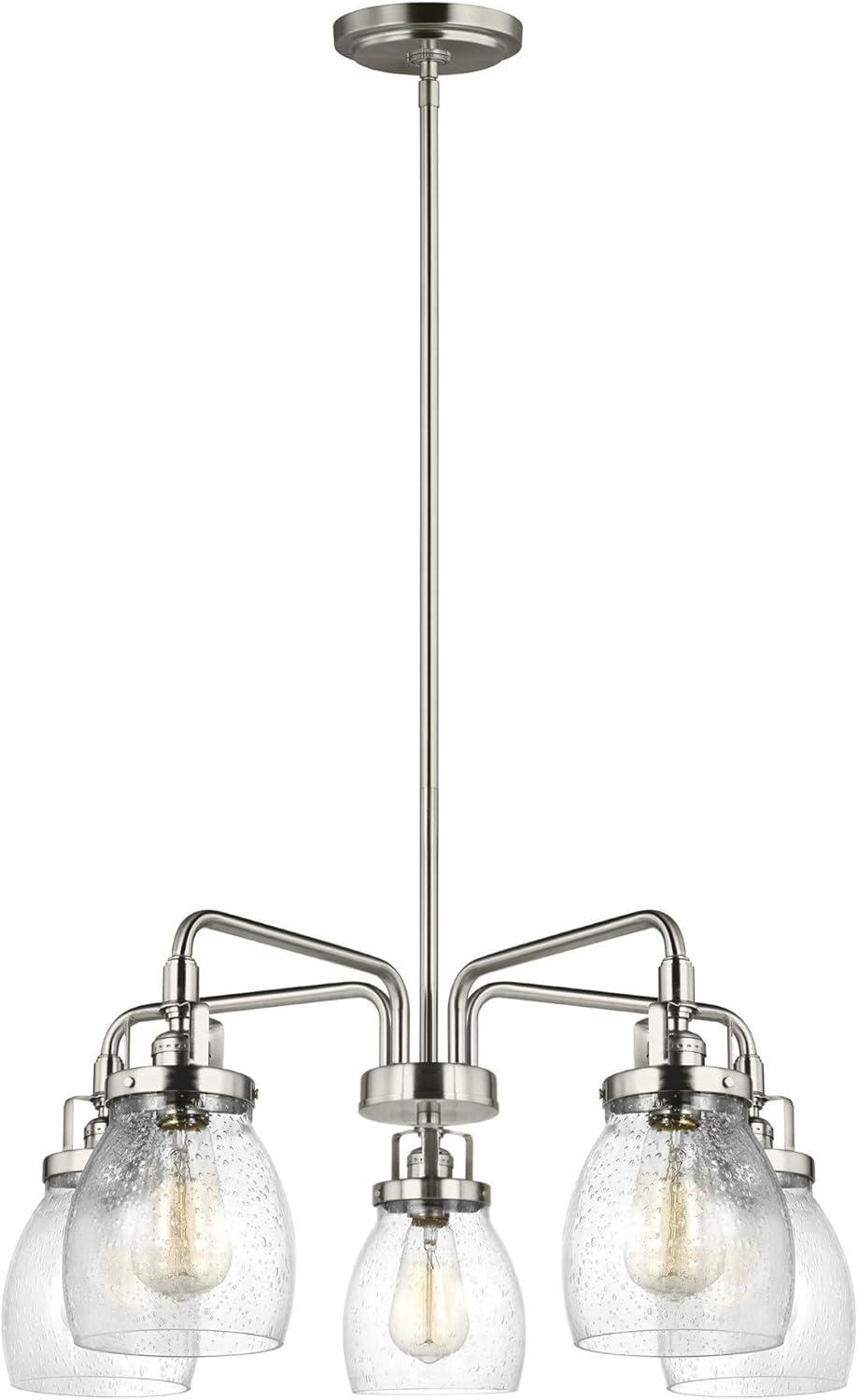 Brushed Nickel 5-Light Chandelier with Clear Seeded Glass Shades