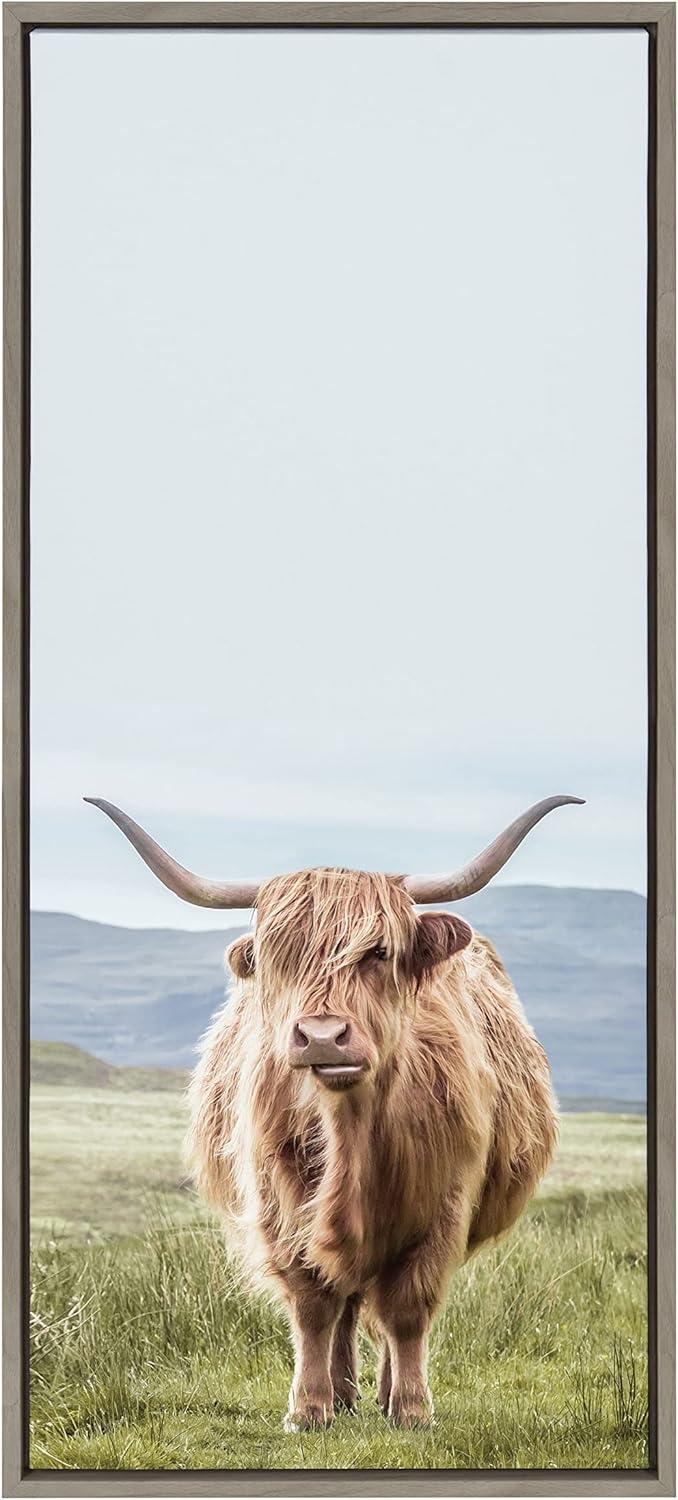 Sylvie Highland Cow Mountain Landscape by The Creative Bunch Studio Framed Wall Canvas - Kate & Laurel All Things Decor