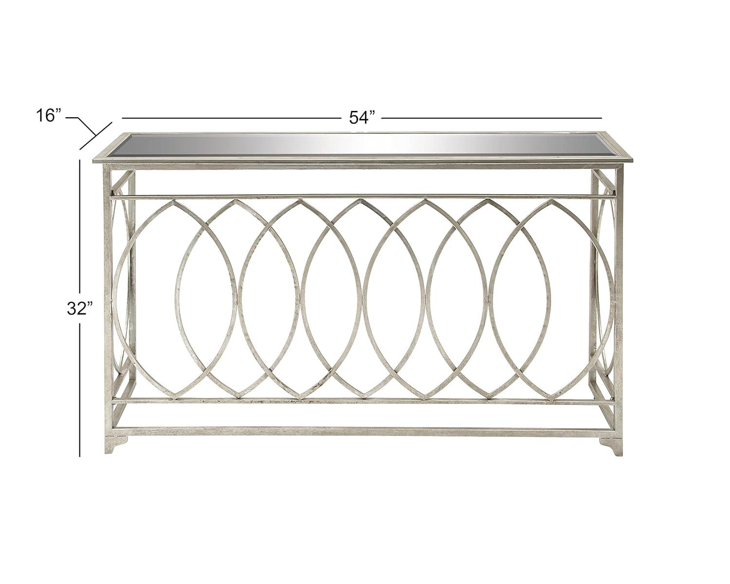 Mercer41 Metal Geometric Living Room Console Table with Mirrored Glass Top