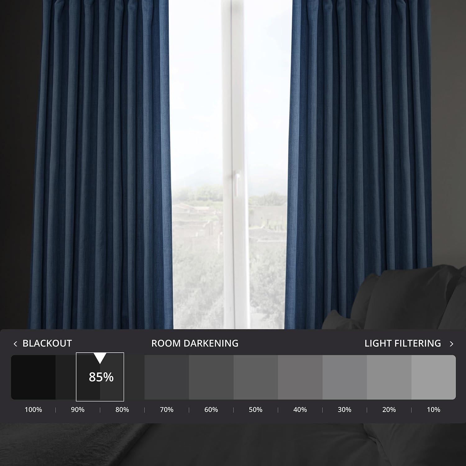 Ottis Textured Faux Linen Rod Pocket Room Darkening Curtains for Bedroom & Living Room Curtains - Single Panel Drapes