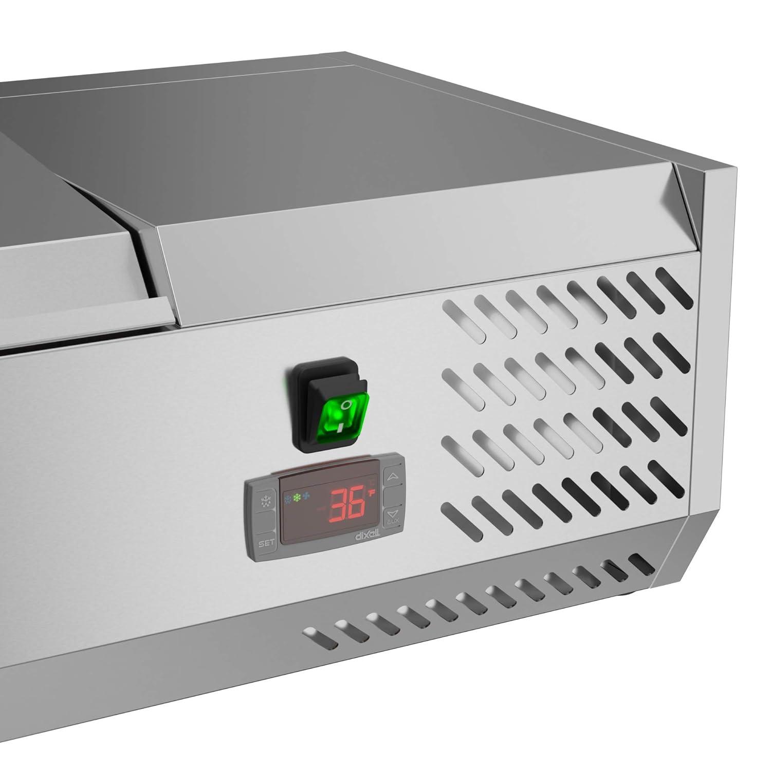 KoolMore 71 in. Eight Pan Refrigerated Countertop Condiment Prep Station