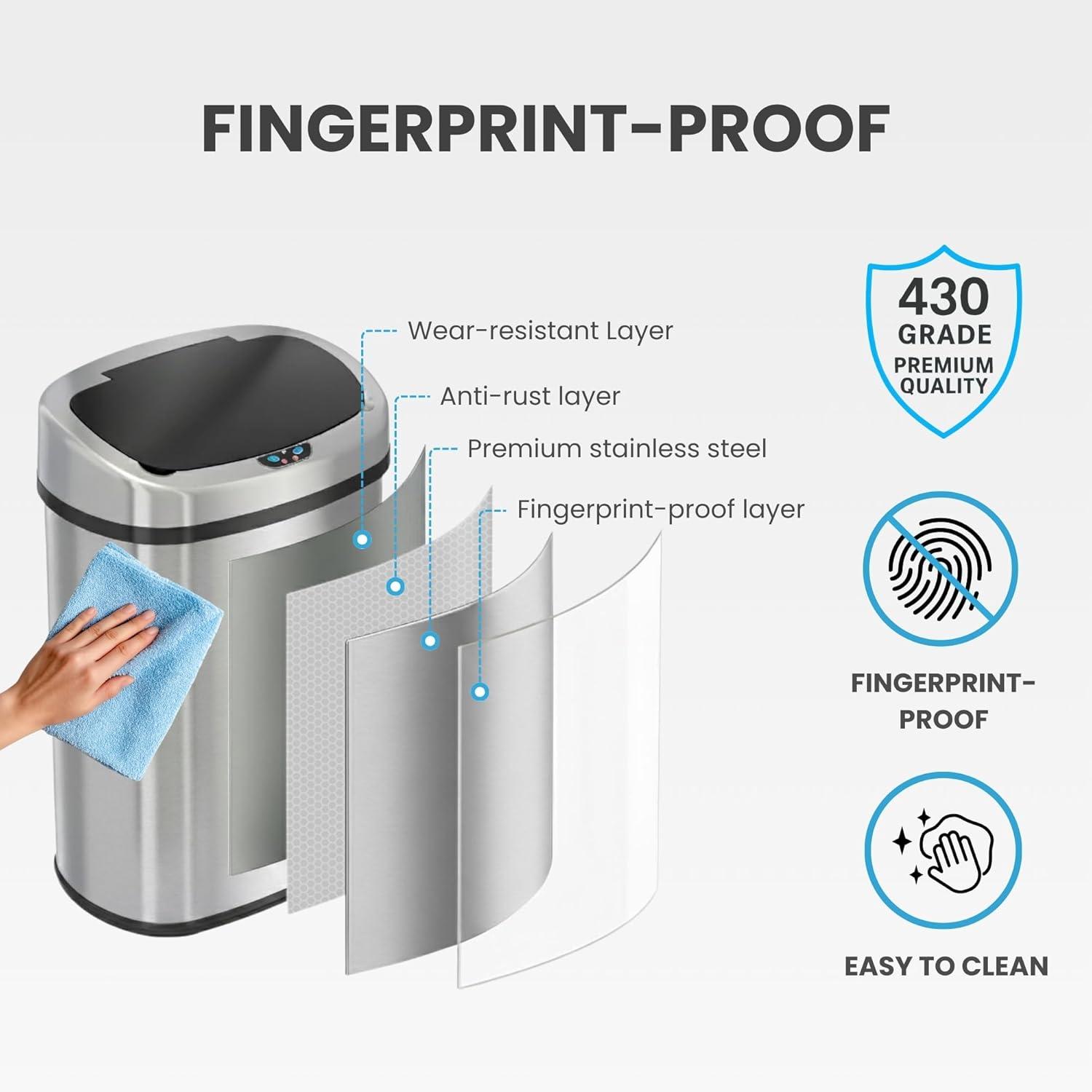 iTouchless Deodorizer Stainless Steel 13 Gallon Motion Sensor Trash Can & Reviews | Wayfair