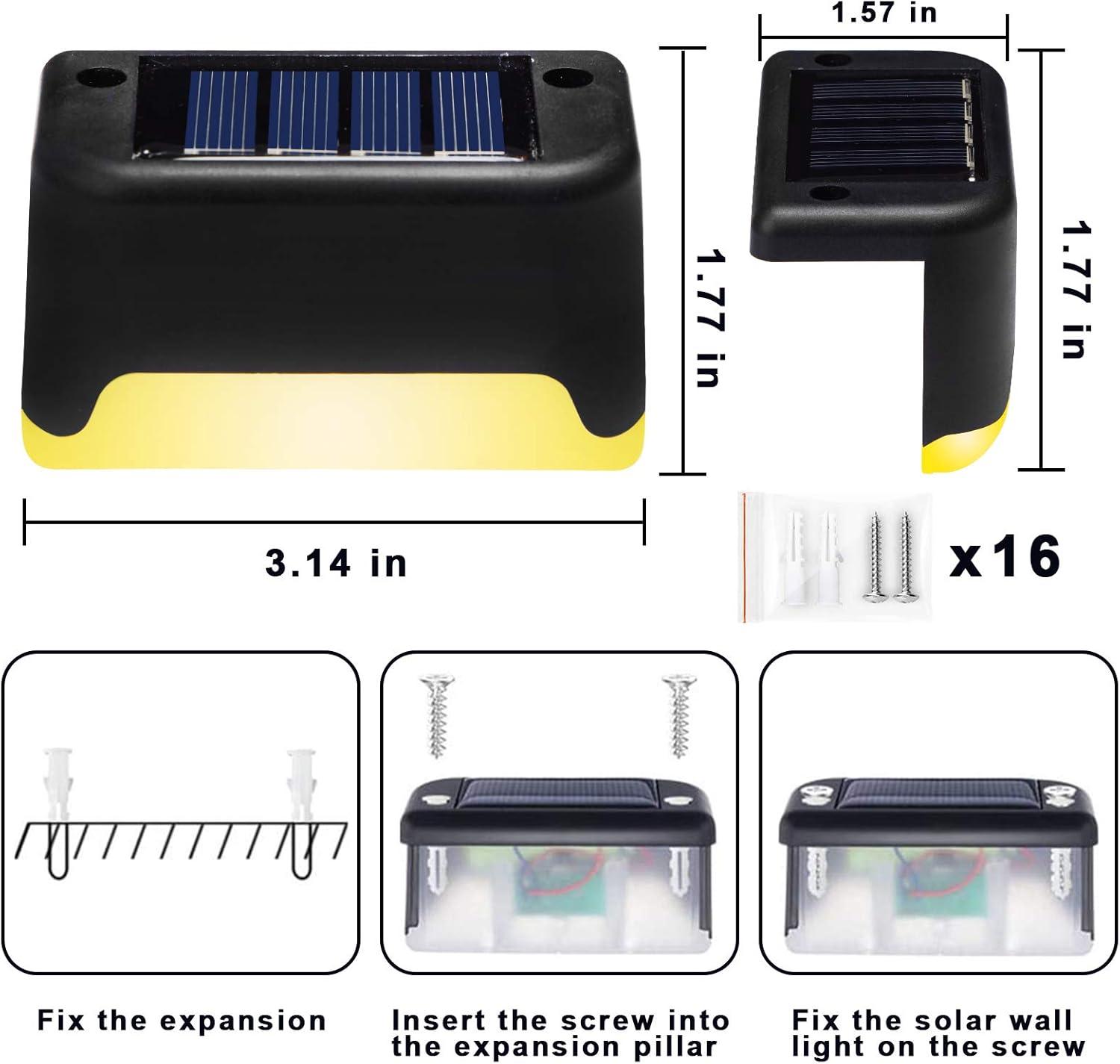 K.E.J. Solar Pool Side Lights Color Changing Solar Deck Lights Outdoor LED Step Light Waterproof Pool Accessories Decor for Stairs Fence Yard Driveway Pathway Yard Backyard Garden (Black-Color, 8)