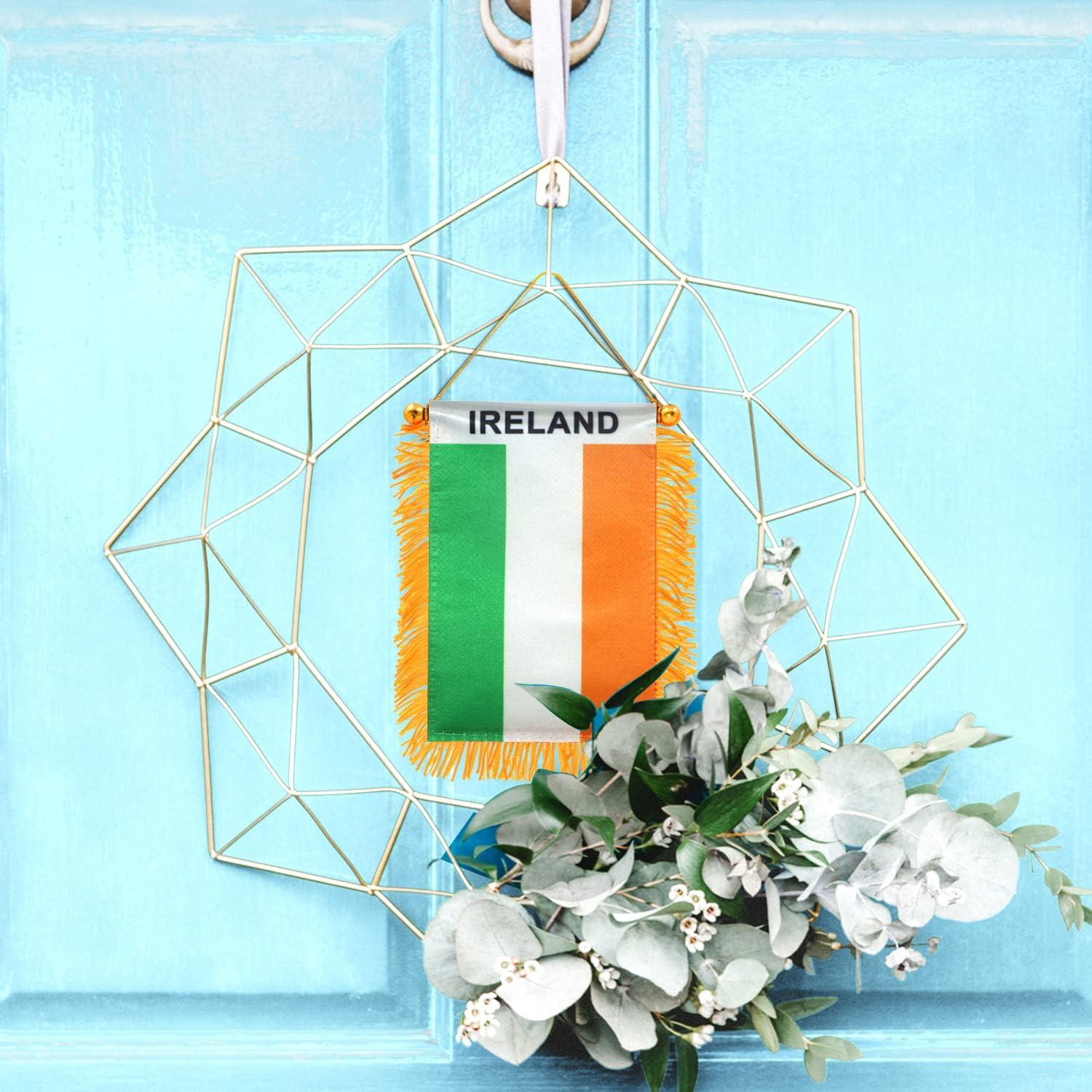 Anley 4 x 6 inch Ireland Fringy Window Hanging Flag - Fringed Irish Hanging Flag