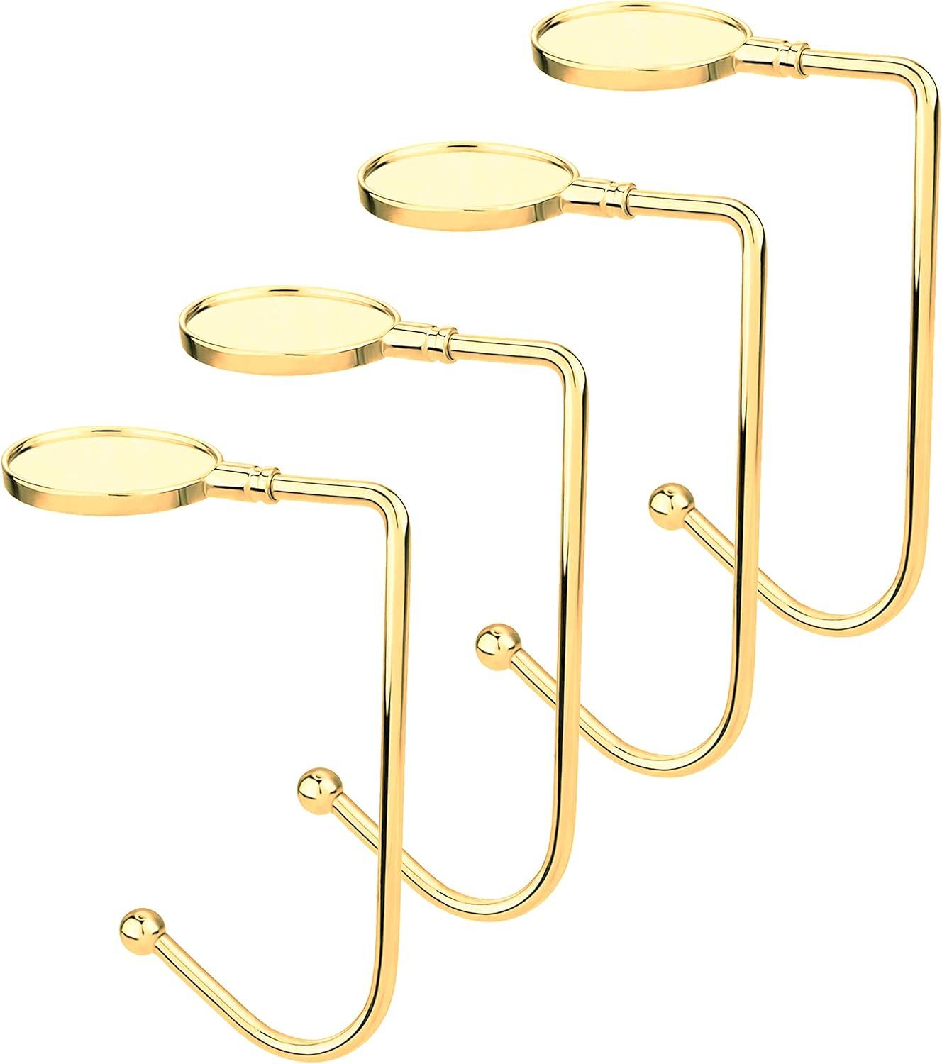 4 Pcs Christmas Stocking Holders for Mantel Hooks Hanger Grip Non-Slip Safety Fireplace Hang Hook for Xmas Christmas Valentine Holiday Party Decoration (Gold)