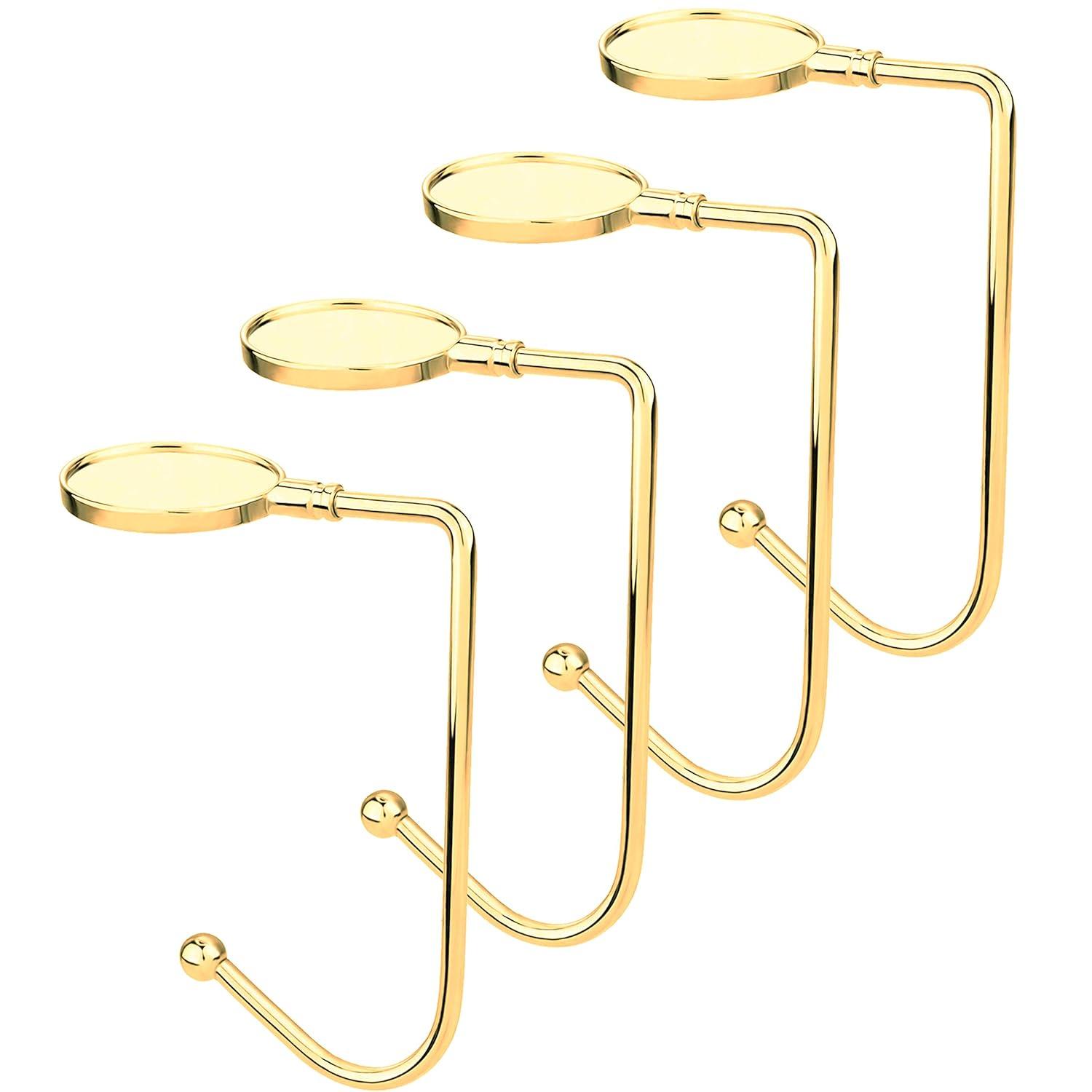 4 Pcs Christmas Stocking Holders for Mantel Hooks Hanger Grip Non-Slip Safety Fireplace Hang Hook for Xmas Christmas Valentine Holiday Party Decoration (Gold)
