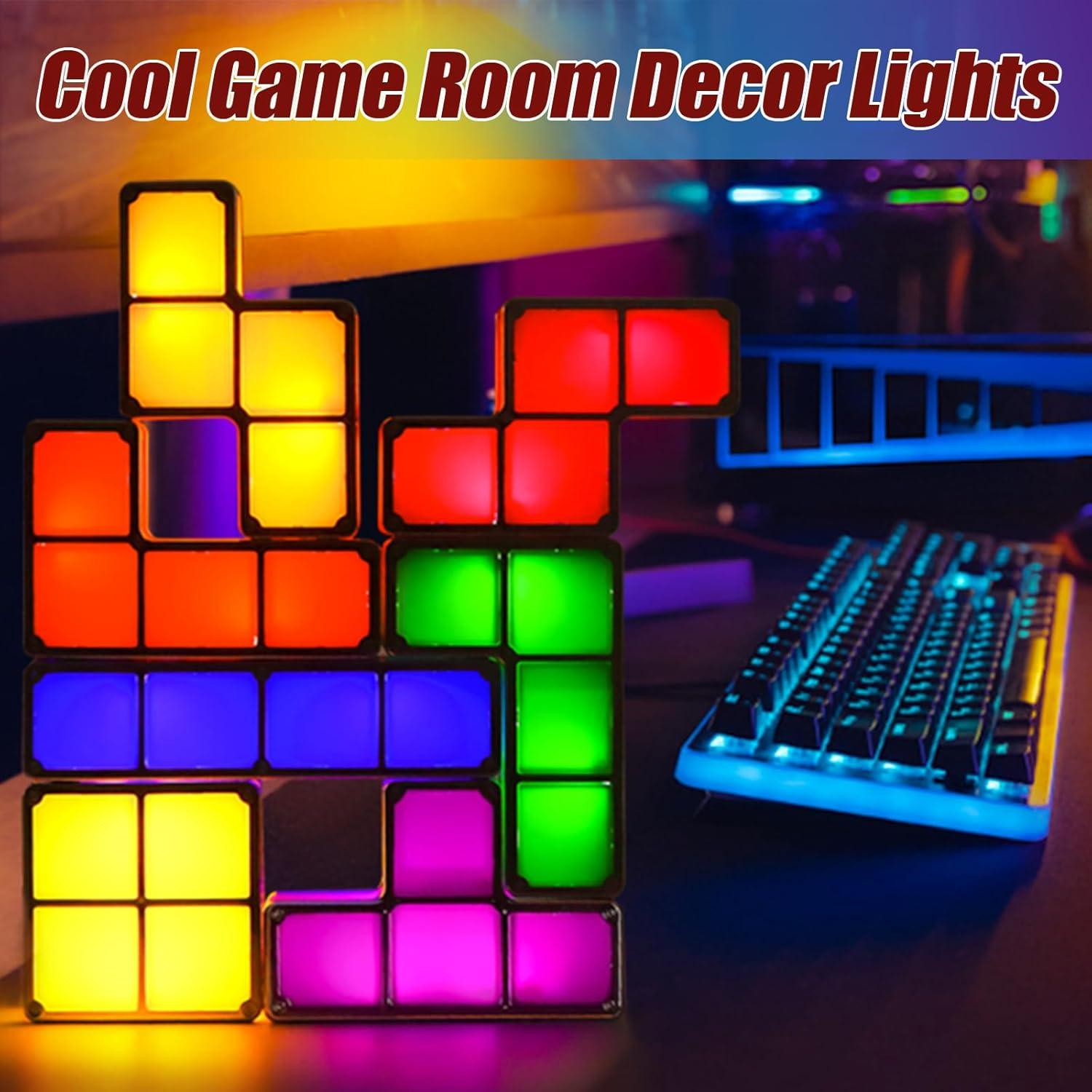 Night Light for Kids, Stackable LED 7 Colors 3D Puzzles Night Light Induction Interlocking Desk Lamp, DIY Tangram Light Blocks Puzzles lamp for Kids Teens Bedroom