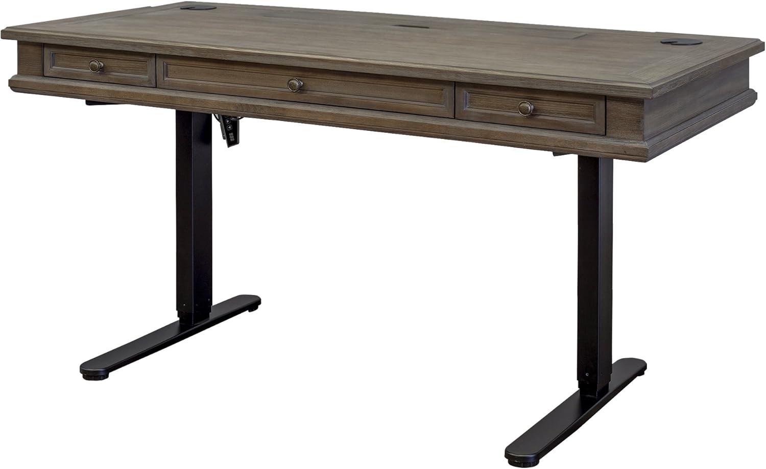 Carson Traditional Brown Adjustable Height Home Office Desk with USB