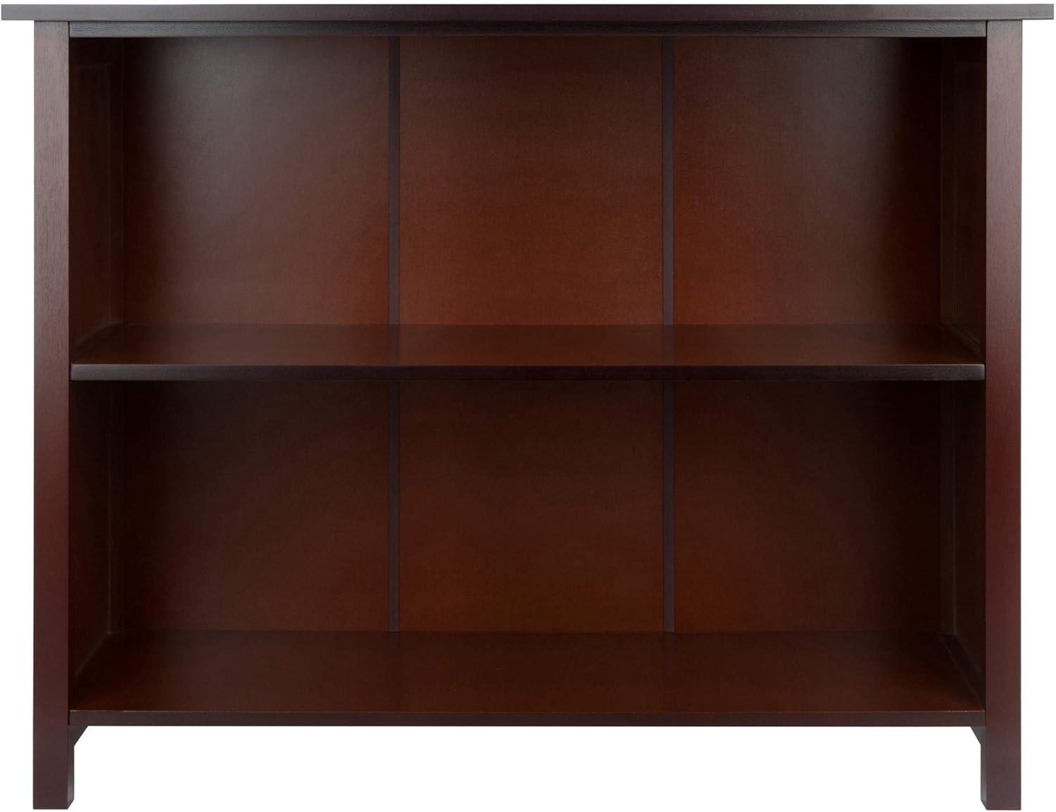 30" 3 Tier Milan Storage Shelf or Bookshelf Long Walnut - Winsome: Fixed Shelves, Wood Composite