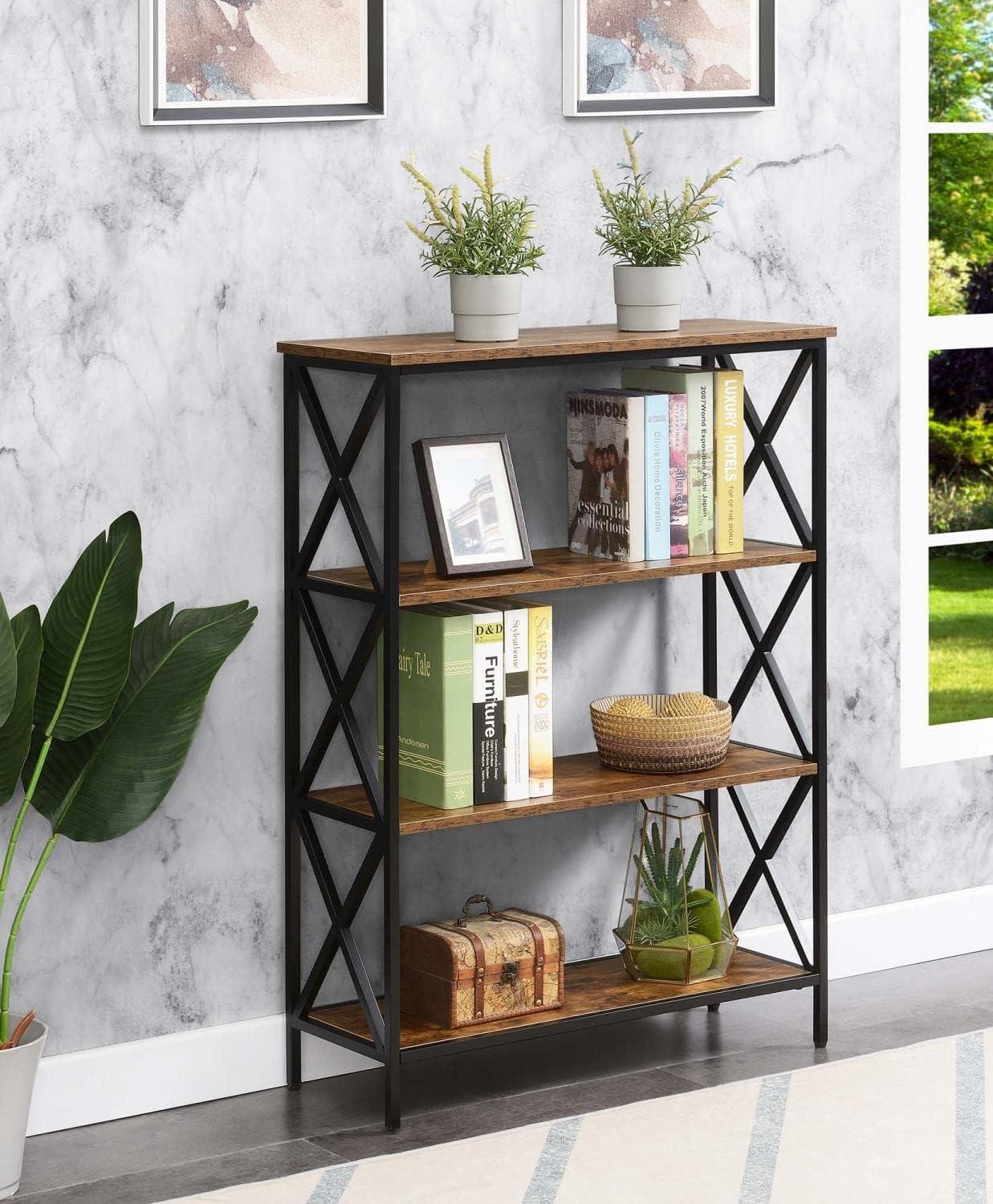 Convenience Concepts Tucson 4 Tier Bookcase, Barnwood/Black