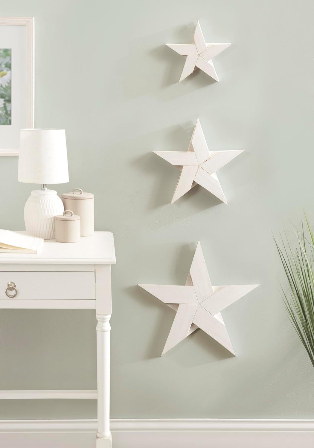 White Wooden Dimensional Star Wall Decor Set