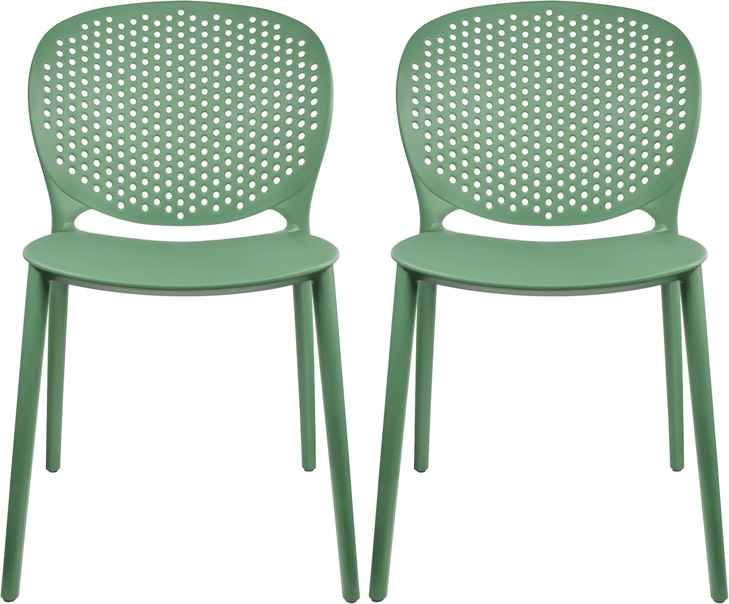 2xhome Set of 2 Modern Pool Patio Chairs, Contemporary Plastic Armless Dining Accent Side Chairs for Indoor or Outdoor Use, Teal