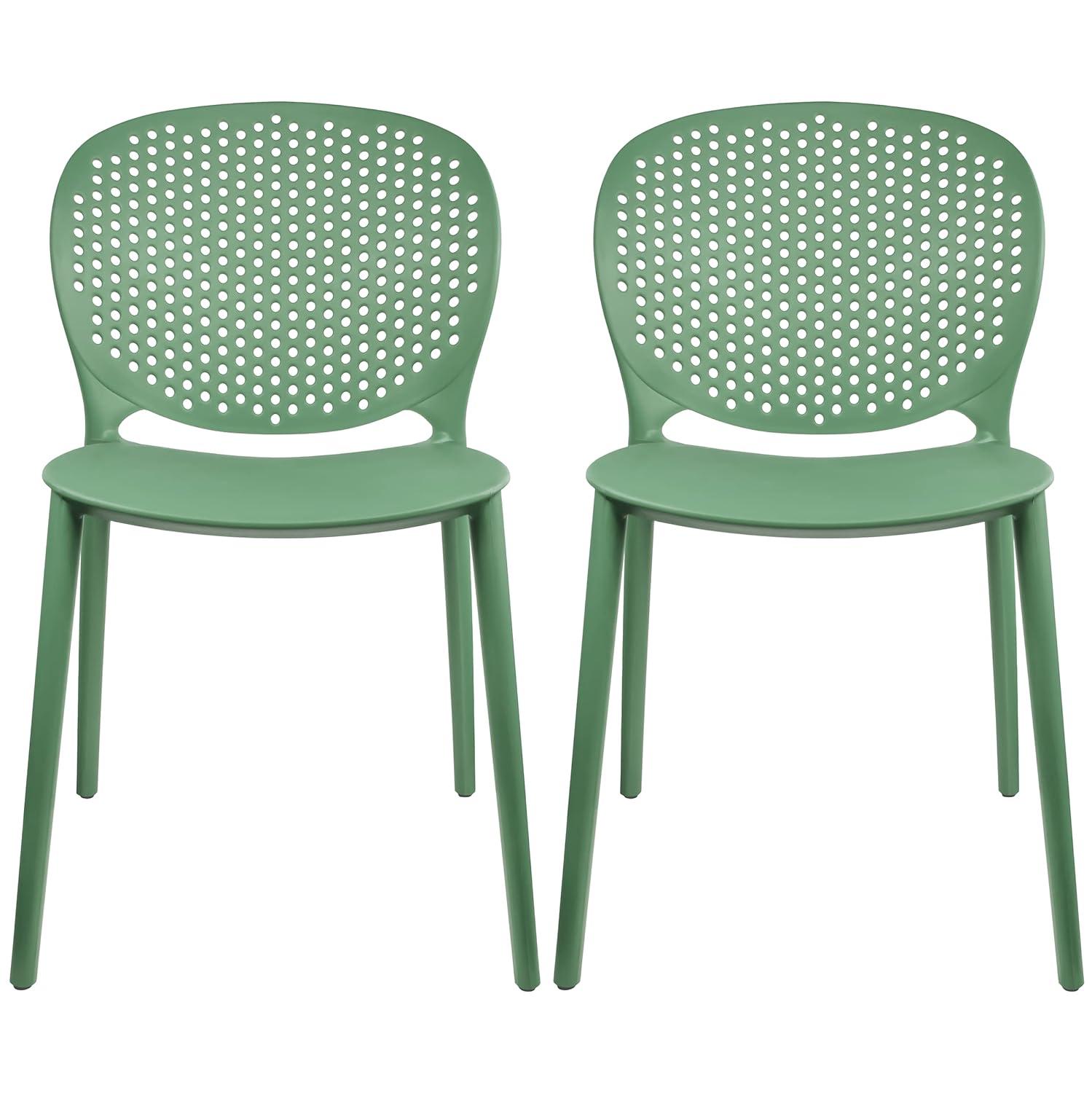 2xhome Set of 2 Modern Pool Patio Chairs, Contemporary Plastic Armless Dining Accent Side Chairs for Indoor or Outdoor Use, Teal