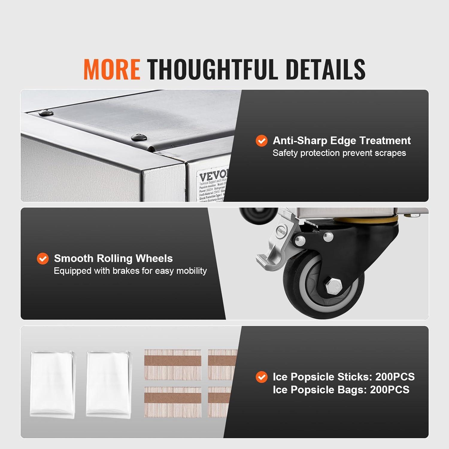 Stellweilan Tessberg Commercial Popsicle Machine 2 Mould Set - 52 PCS Ice Pops Making Machine