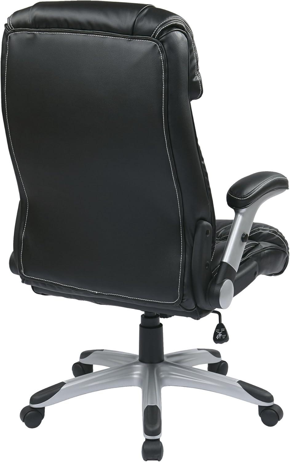 ErgoExec High-Back Swivel Black Leather Executive Chair with Adjustable Arms