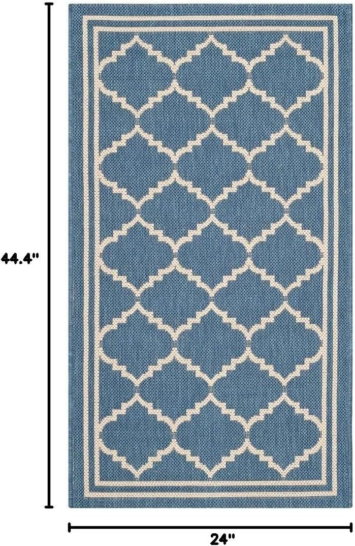 Courtyard CY6889 Power Loomed Indoor and Outdoor Accent Rug - Blue/Beige - 2'x3'7" - Safavieh